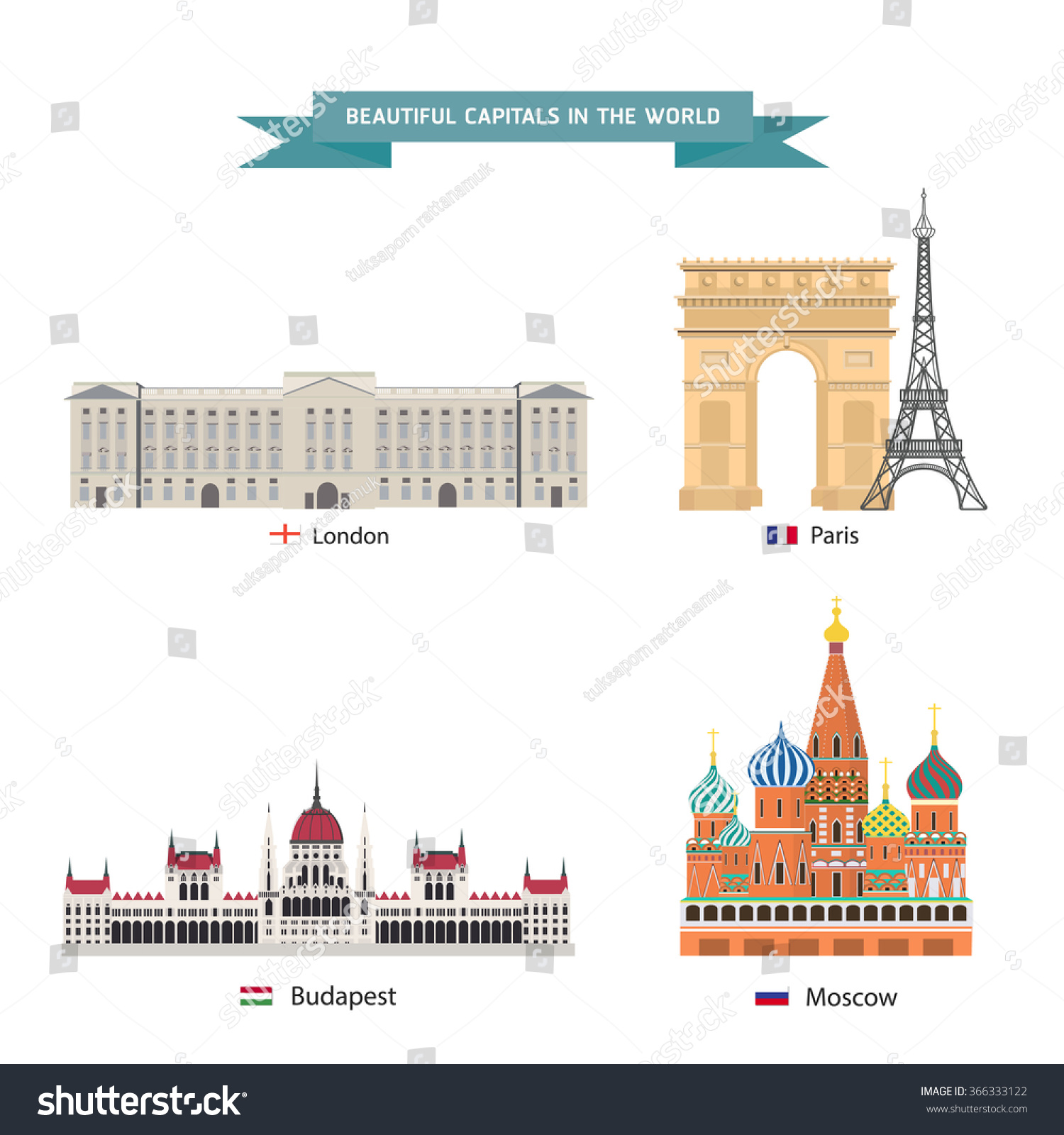 SVG of World capitals cities buildings attraction vector illustration svg