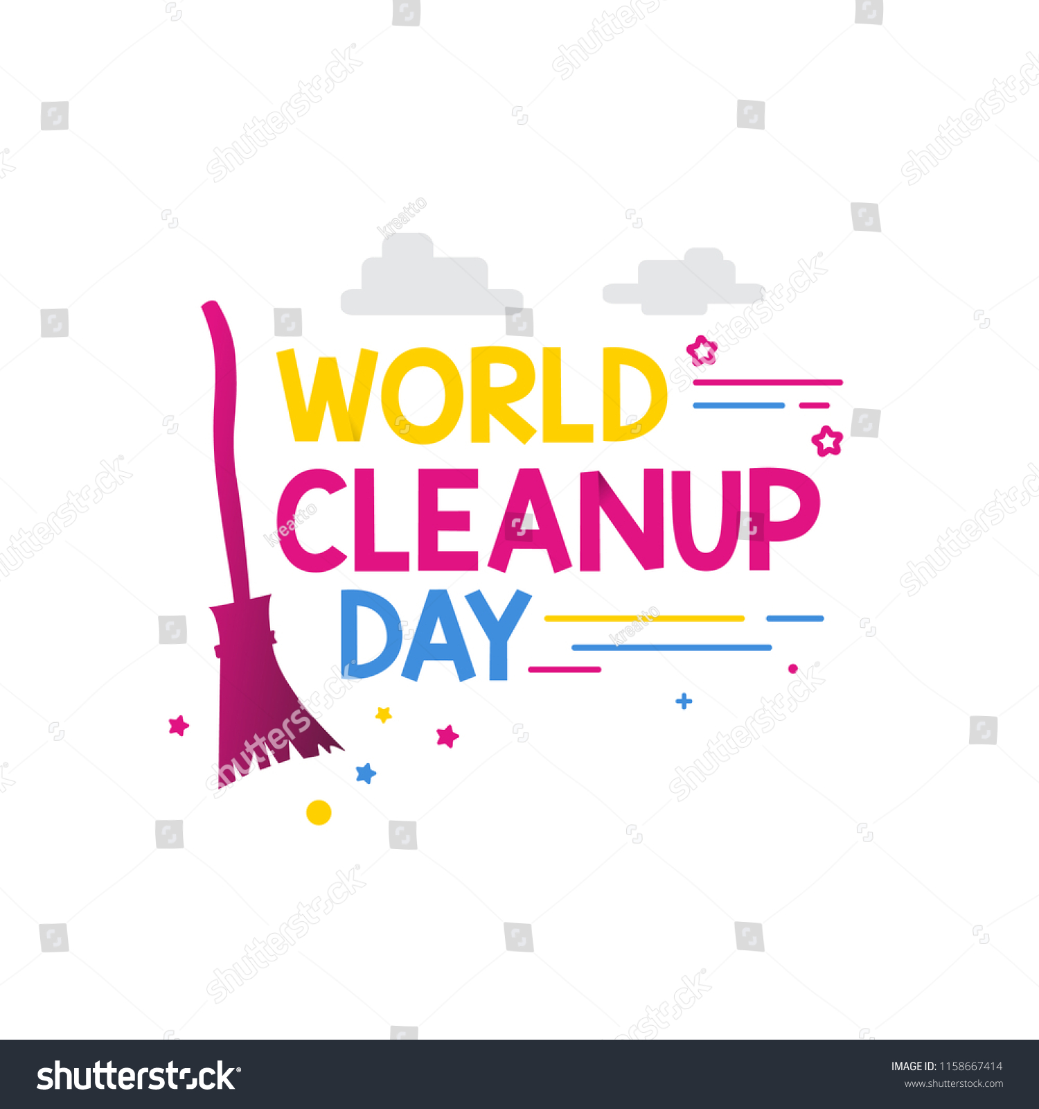 World Clean Day Cute Typography Vector Stock Vector (Royalty Free ...