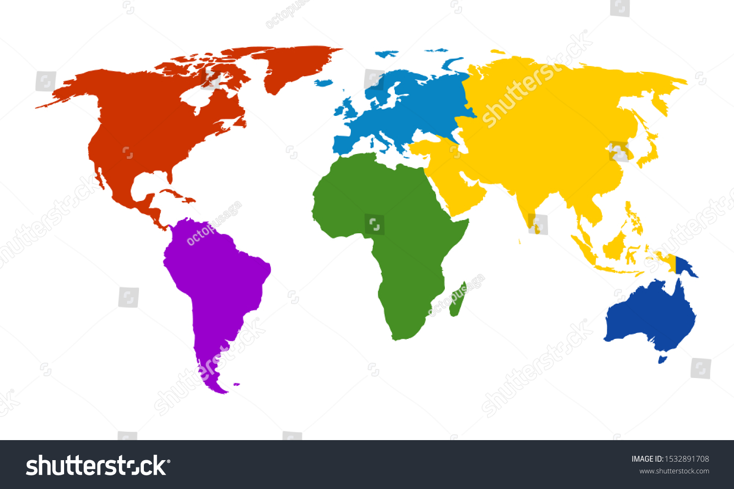 World Continent Map Different Colors Each Vector De Stock Libre De Regal As