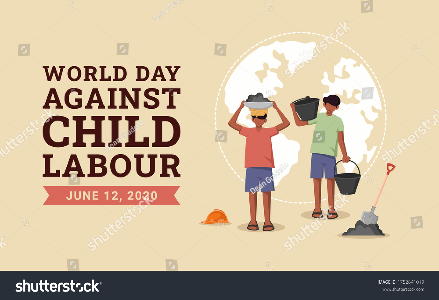 SVG of World day against child labour background with children working in a construction field. Flat style vector illustration concept of anti child exploitation campaign for poster and banner. svg