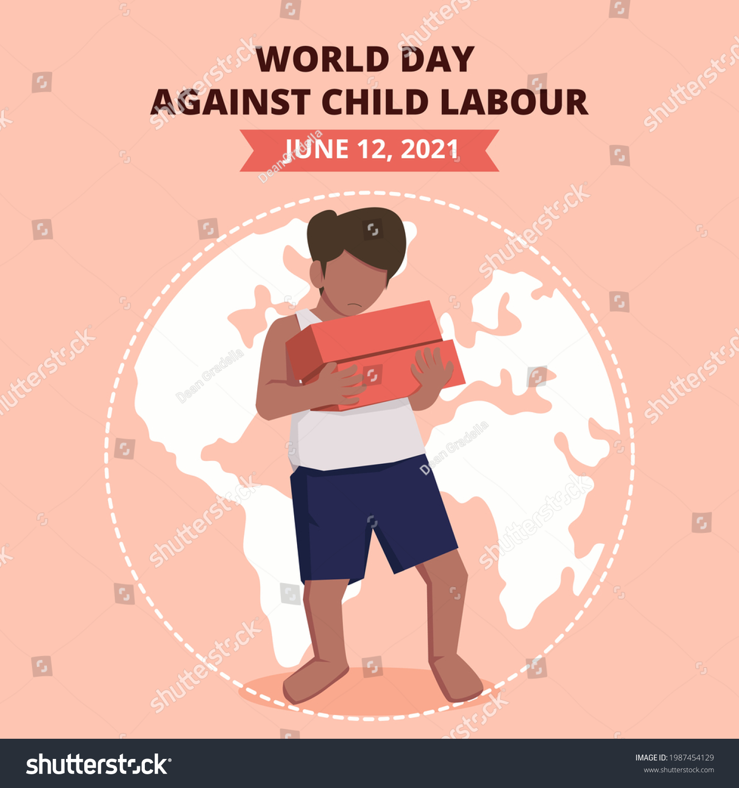 SVG of World day against child labour background with children working in a construction field. Flat style vector illustration concept of anti child exploitation campaign for poster and banner svg