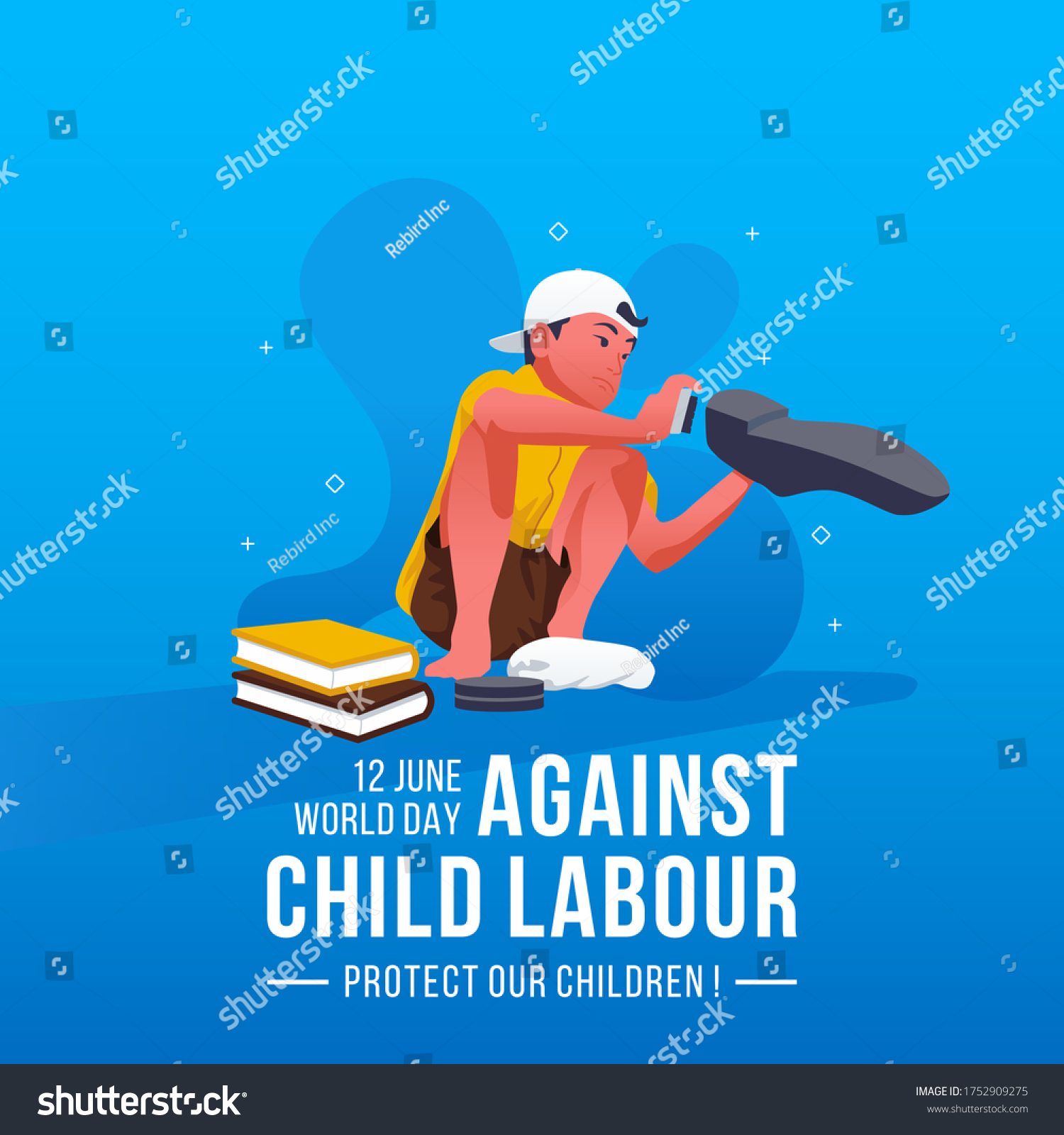 SVG of World Day Against Child Labour Concept With A Child Shining Shoes svg