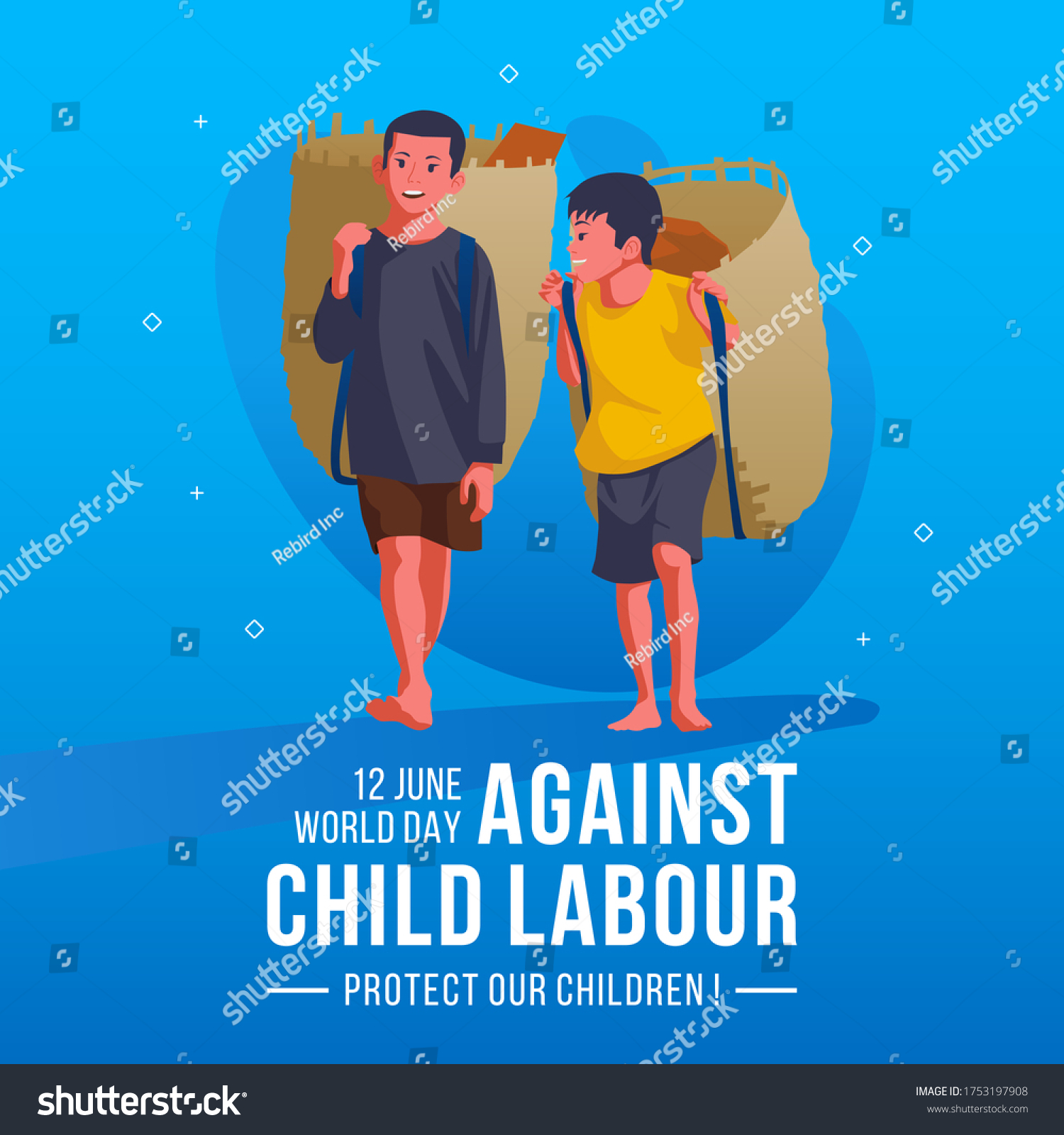 SVG of World Day Against Child Labour Concept With Child Carry Bamboo Bags svg