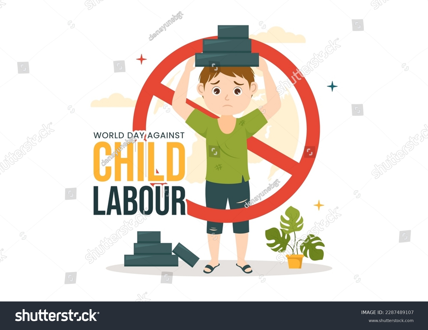 SVG of World Day Against Child Labour Illustration with Children Working for the Necessities of Life in Flat Kids Cartoon Hand Drawn for Campaign Templates svg