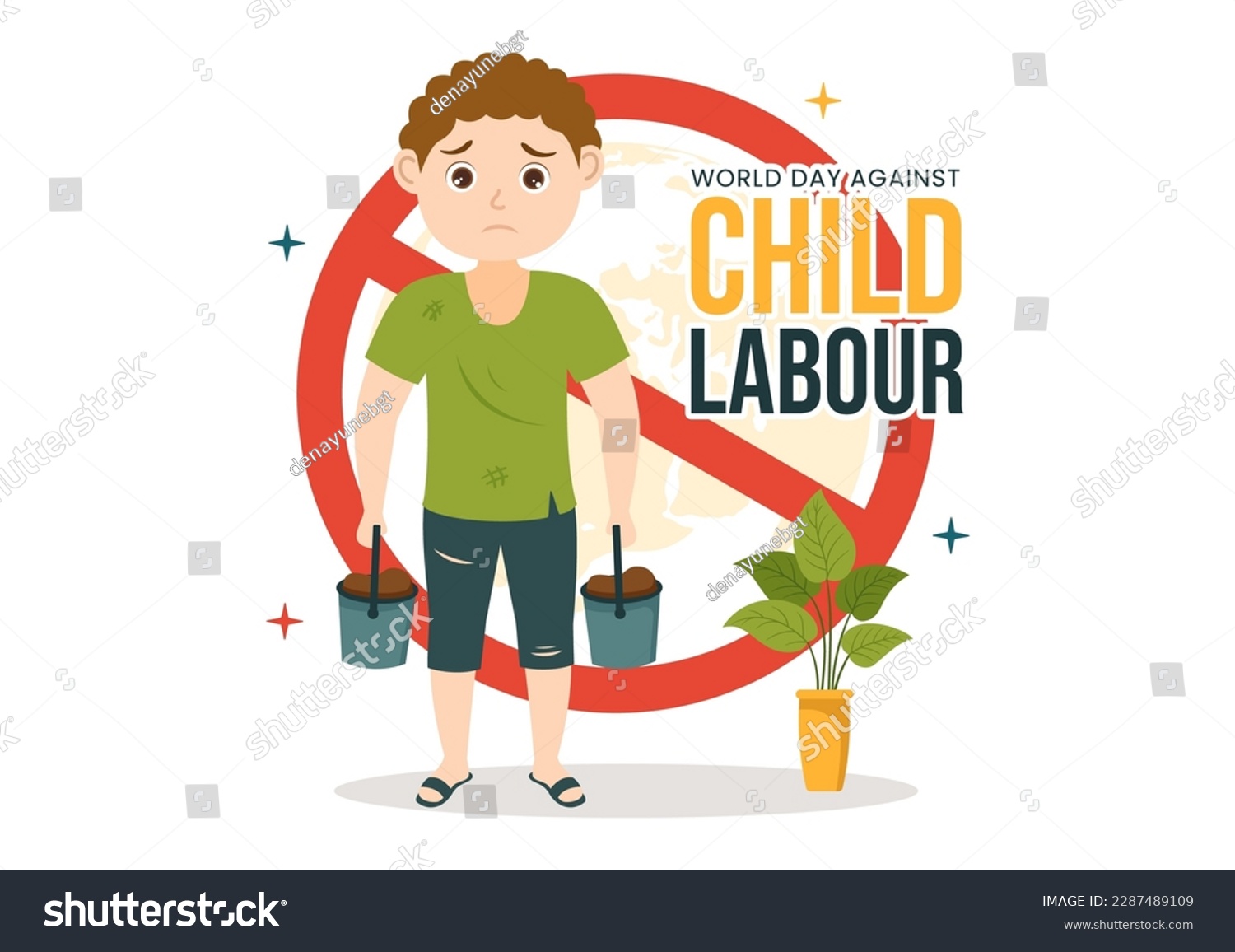 SVG of World Day Against Child Labour Illustration with Children Working for the Necessities of Life in Flat Kids Cartoon Hand Drawn for Campaign Templates svg