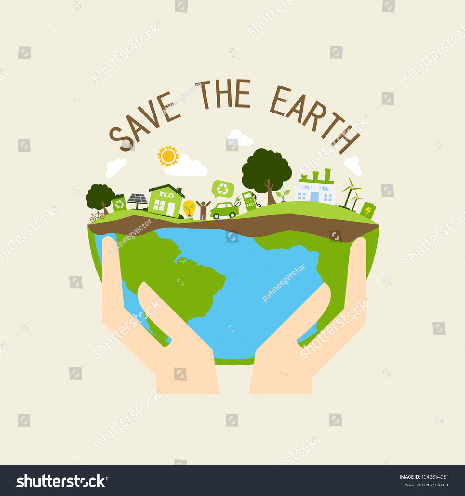 World Environment Day Concepthuman Hands Holding Stock Vector (Royalty ...