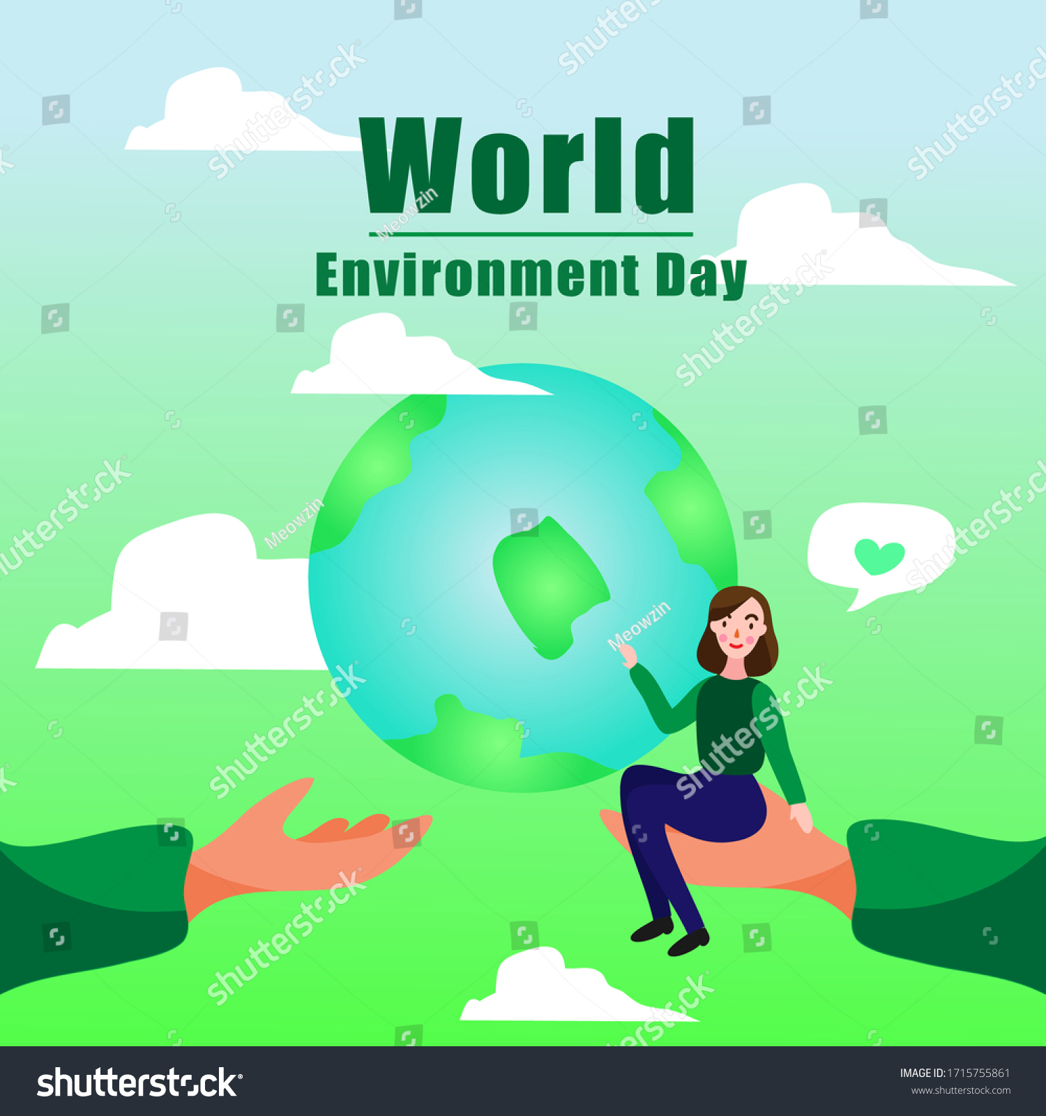 World Environment Dayvector Hand Save Energythe Stock Vector (Royalty ...