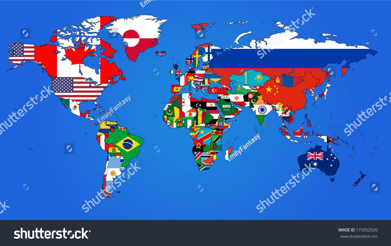 World Flag Map Blue Background Stock Vector 173952920 - Shutterstock