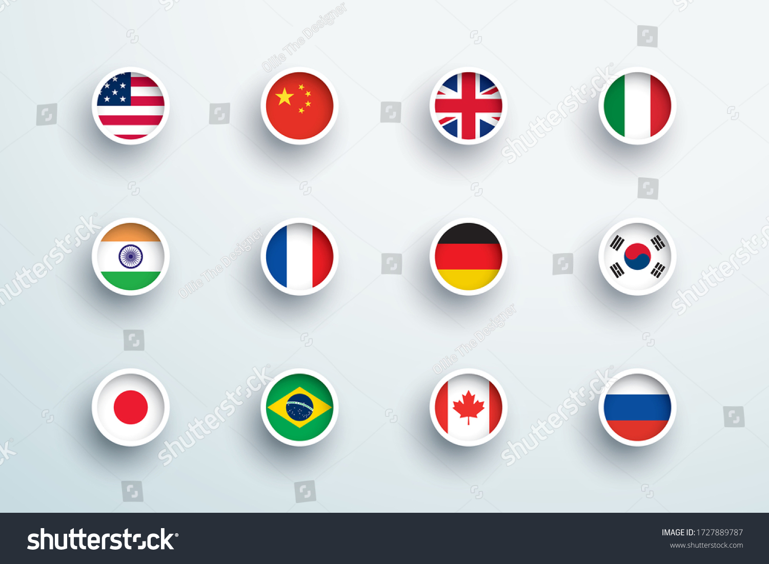 SVG of World Flags Round 3d Button Circle Icons Vector Set svg