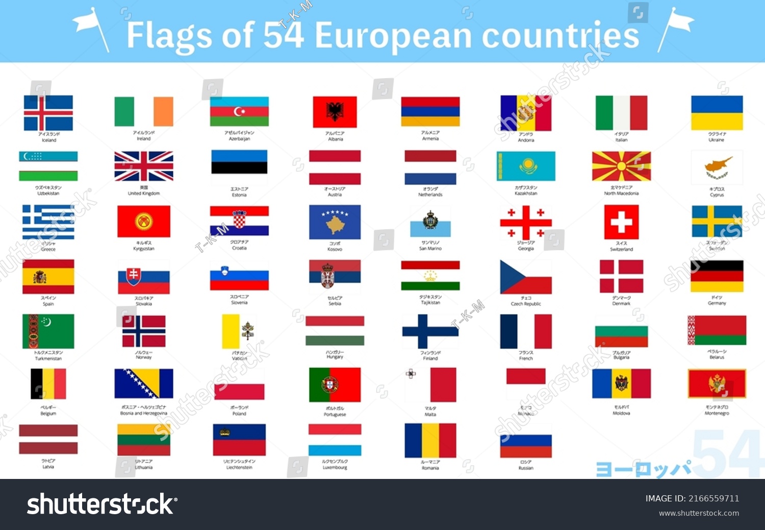 World Flags Set 54 Countries Europe Stock Vector (Royalty Free ...