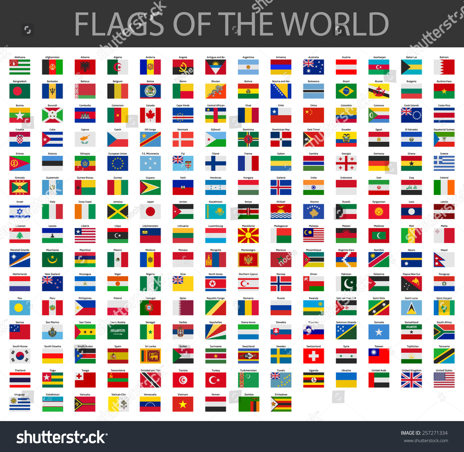 World Flags Vector Stock Vector 257271334 - Shutterstock