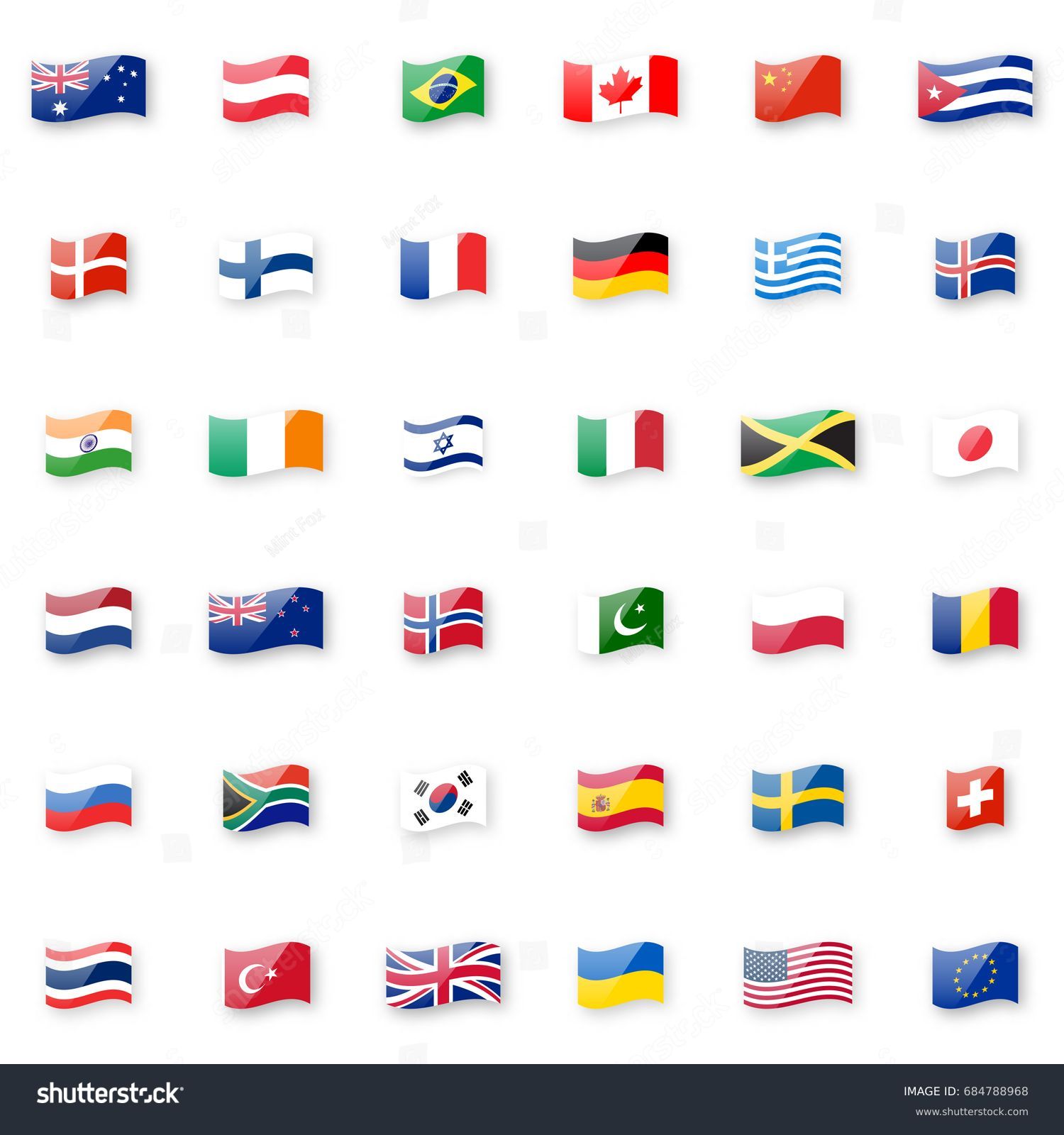 SVG of World flags vector icon set. Shiny glossy small waving flag icons for your design. svg