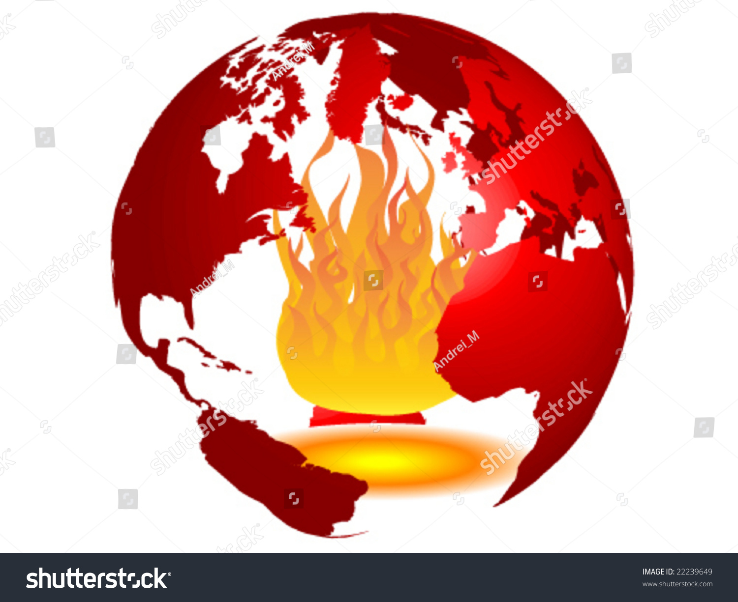 World Globe On Fire Vector Illustration - 22239649 : Shutterstock