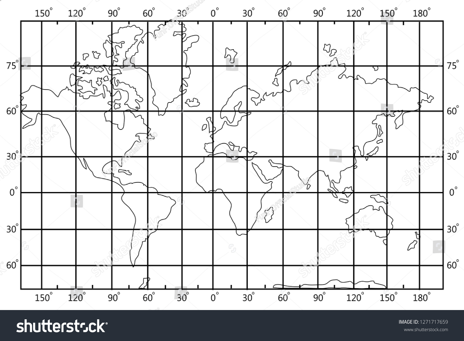 world latitude longitude map vector template stock vector royalty free 1271717659