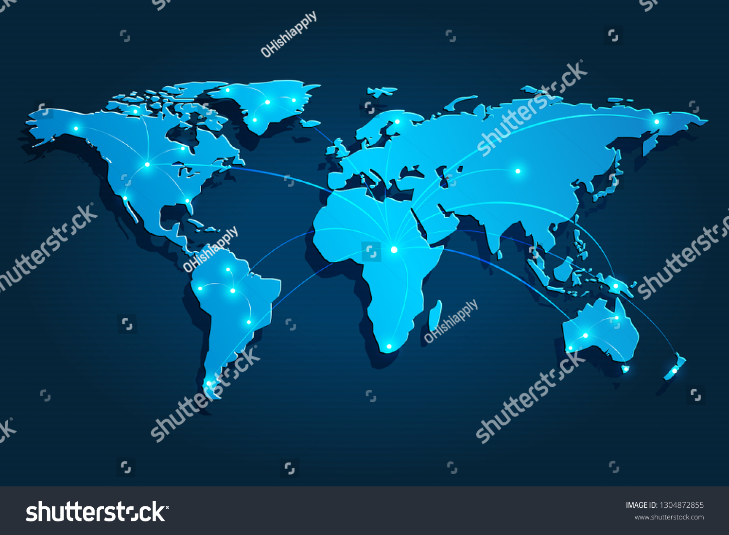 World Map Communications Nodes Link Network Stock Vector (Royalty Free ...