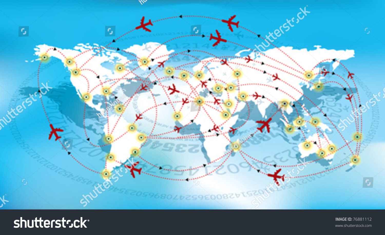 World Map Flight Path Stock Vector Royalty Free 76881112