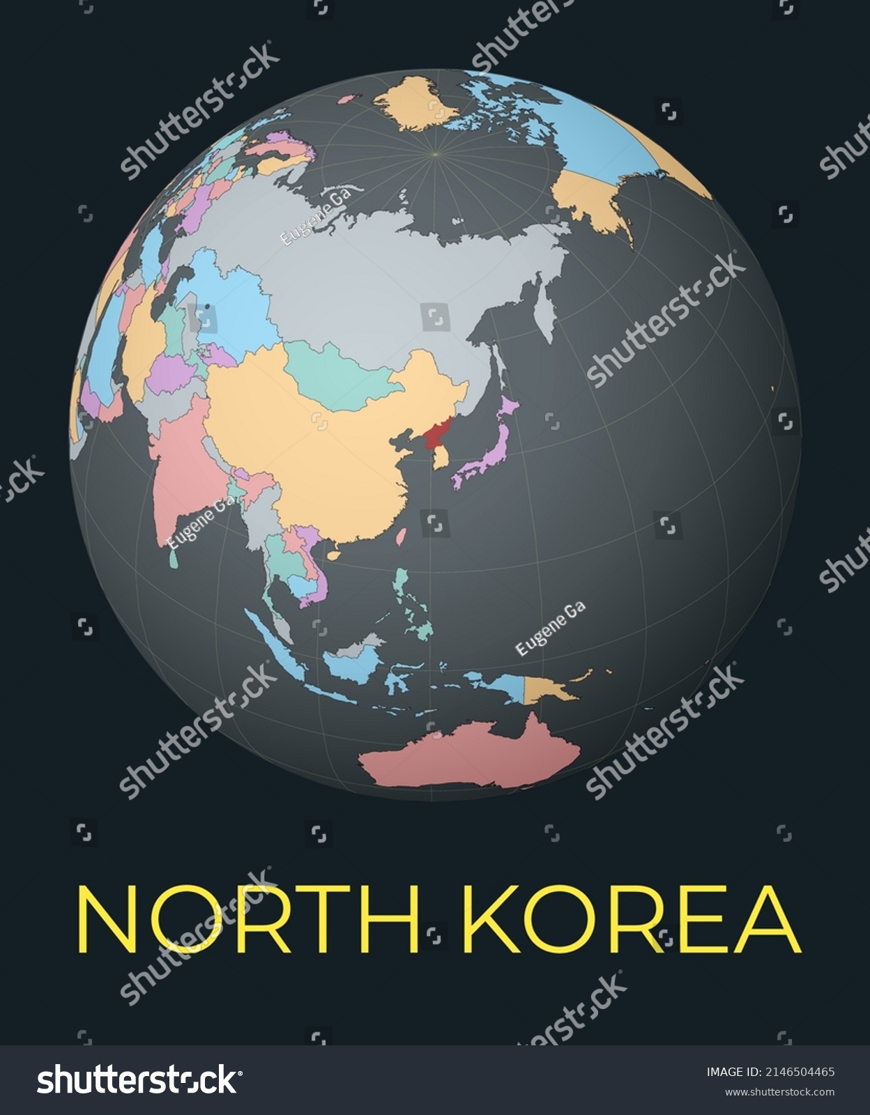 World Map Centered North Korea Red Stock Vector Royalty Free Stock Vector World Map Centered To North Korea Red Country Highlighted Satellite World View Centered To 2146504465