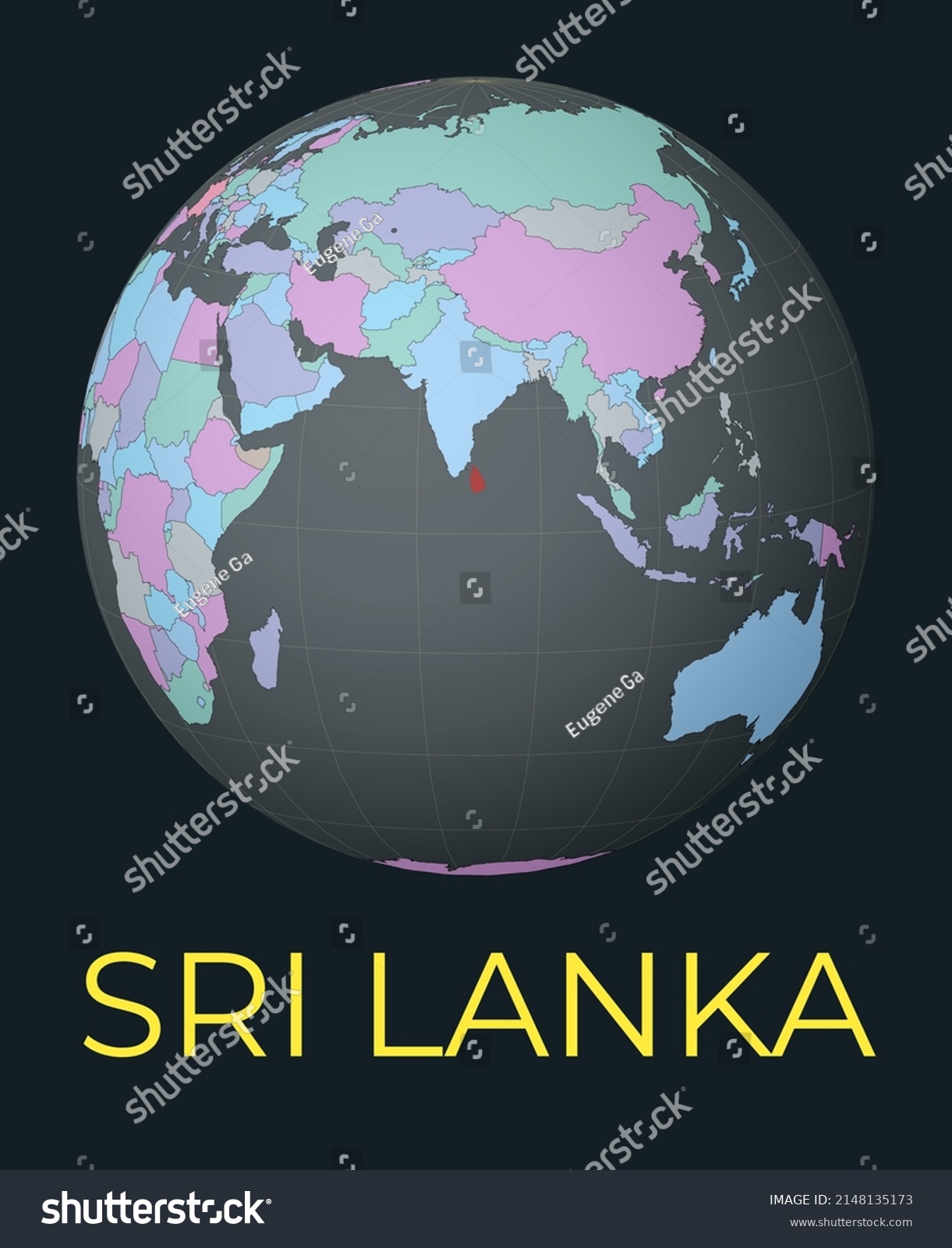 World Map Centered Sri Lanka Red Stock Vector Royalty Free 2148135173 Stock Vector World Map Centered To Sri Lanka Red Country Highlighted Satellite World View Centered To Country 2148135173