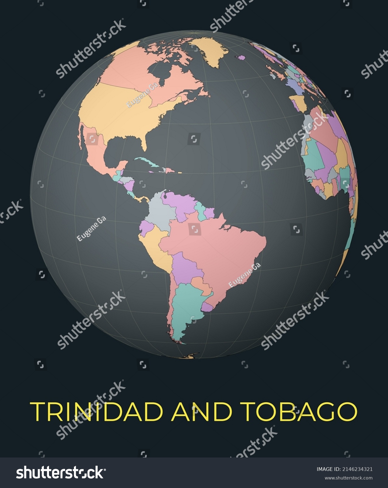 World Map Centered Trinidad Tobago Red Stock Vector Royalty Free Stock Vector World Map Centered To Trinidad And Tobago Red Country Highlighted Satellite World View Centered 2146234321