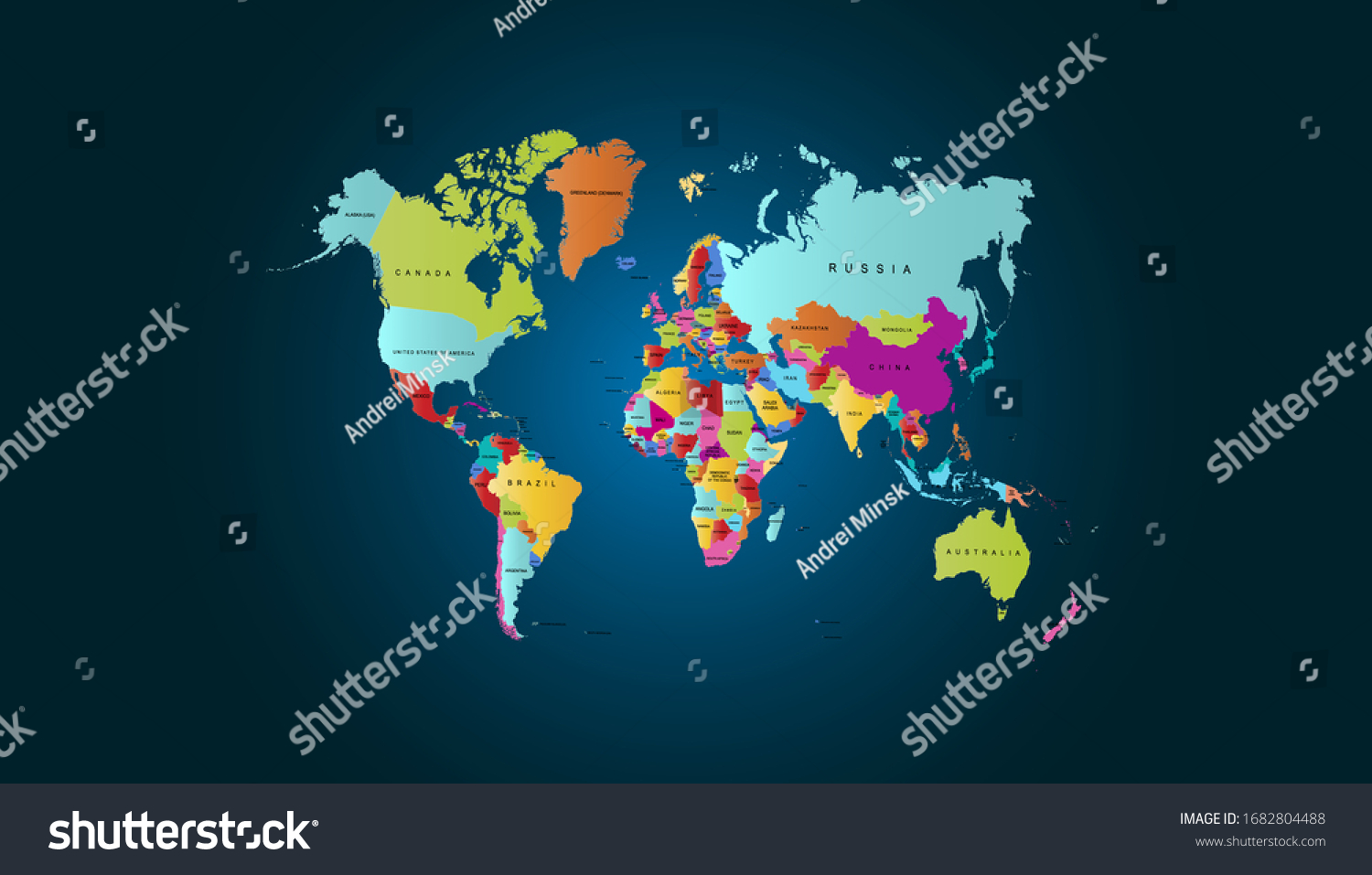 World Map Color Vector Modern Stock Vector Royalty Free 1682804488