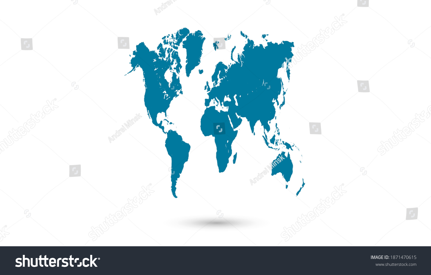 World Map Color Vector Modern Blue: เวกเตอร์สต็อก (ปลอดค่าลิขสิทธิ์ ...