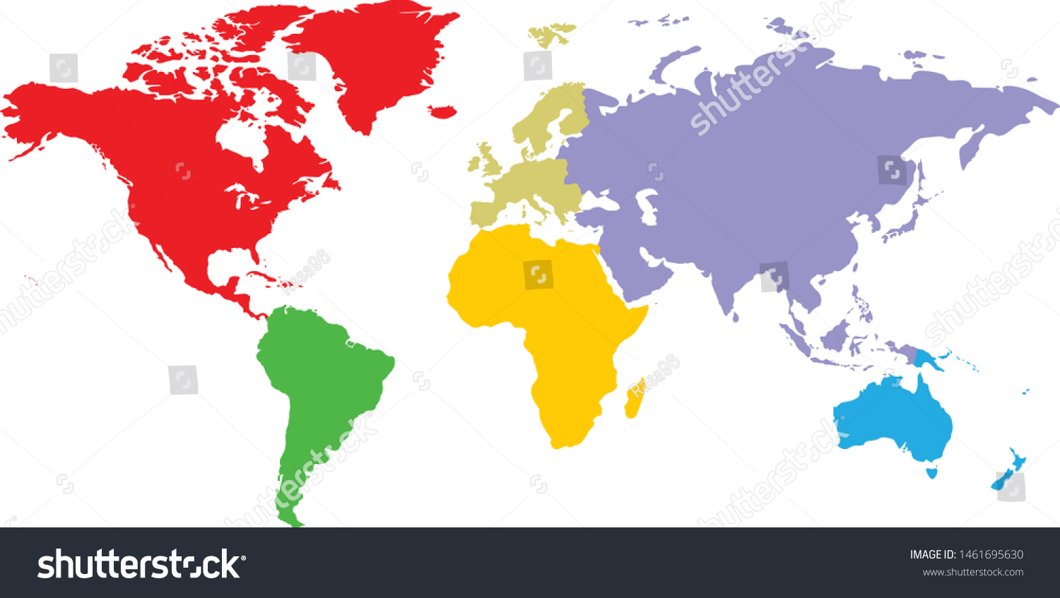 World Map Continents Countries Colors Stock Vector (Royalty Free ...