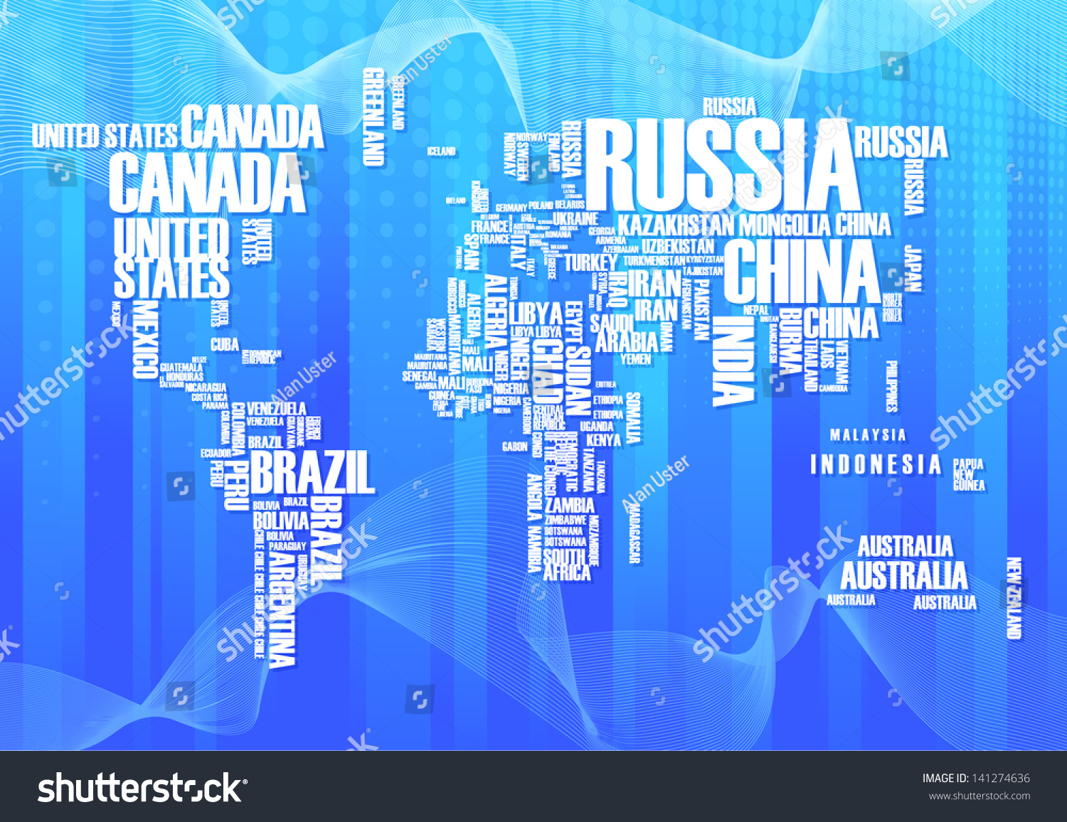 World Map Countries Wordcloud Stock Vector (Royalty Free) 141274636 ...