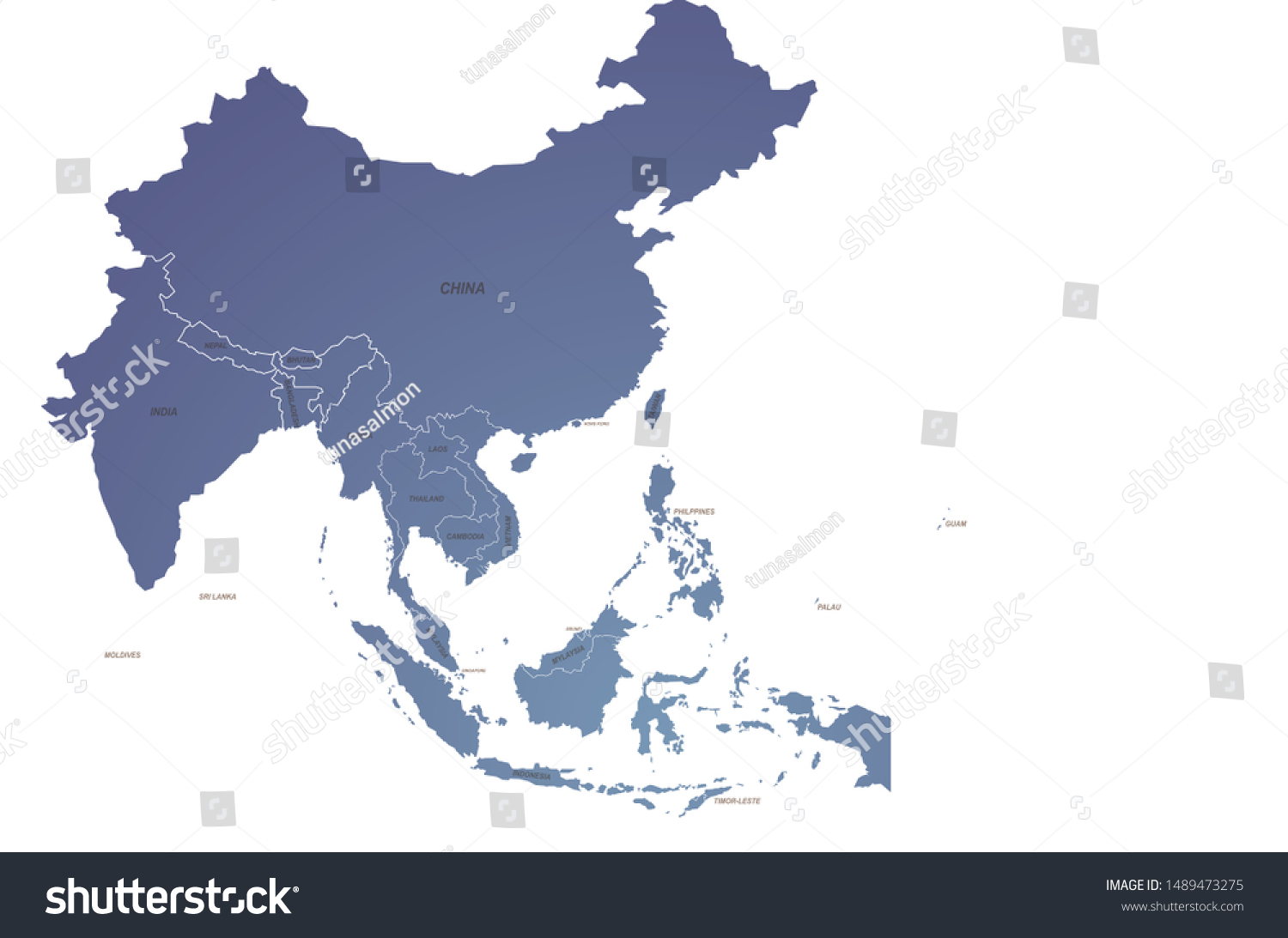 World Map Graphic Vector Asia Map Stock Vector (Royalty Free) 1489473275