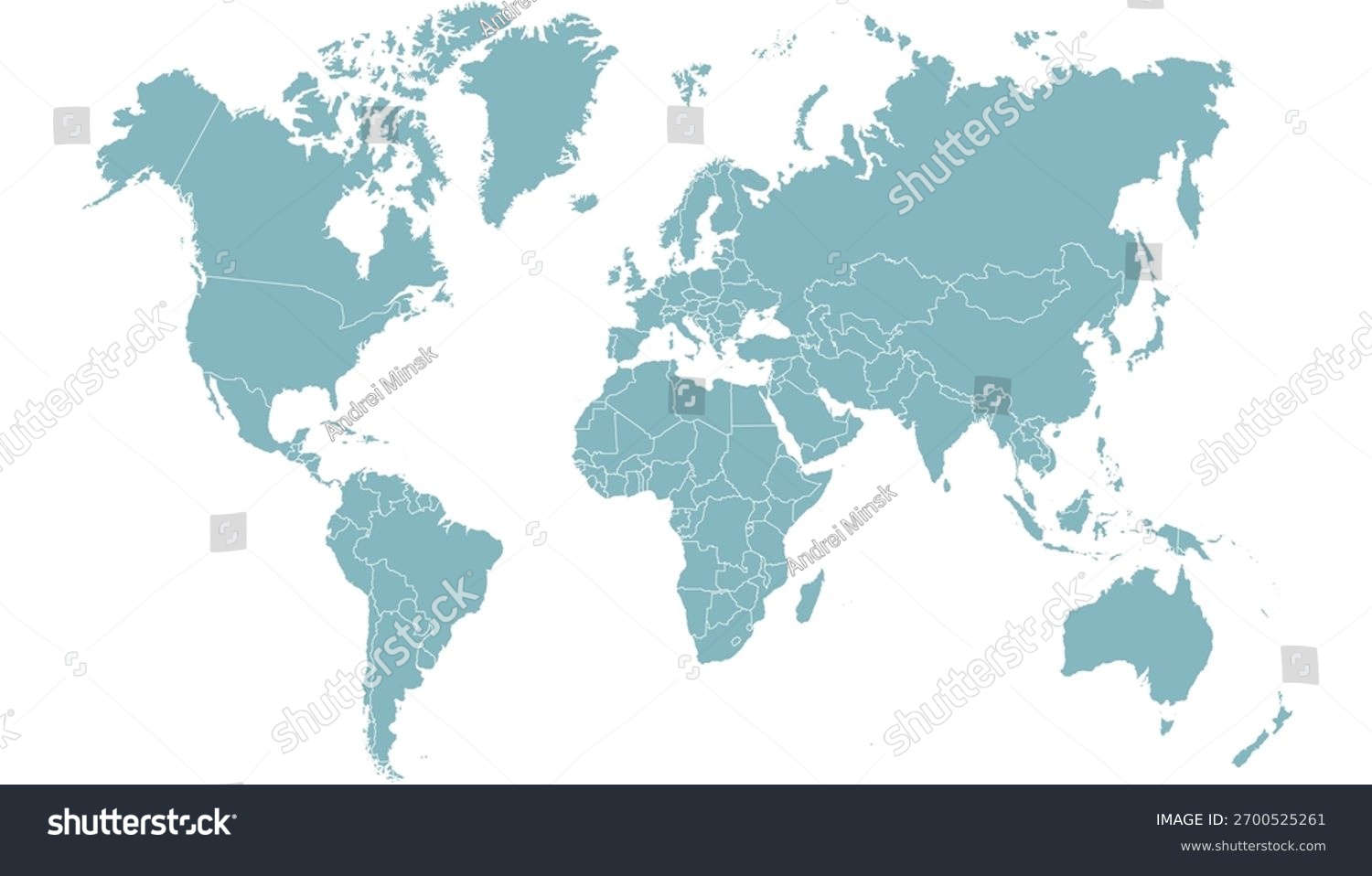blue world map, continents, political divisions clip art preview