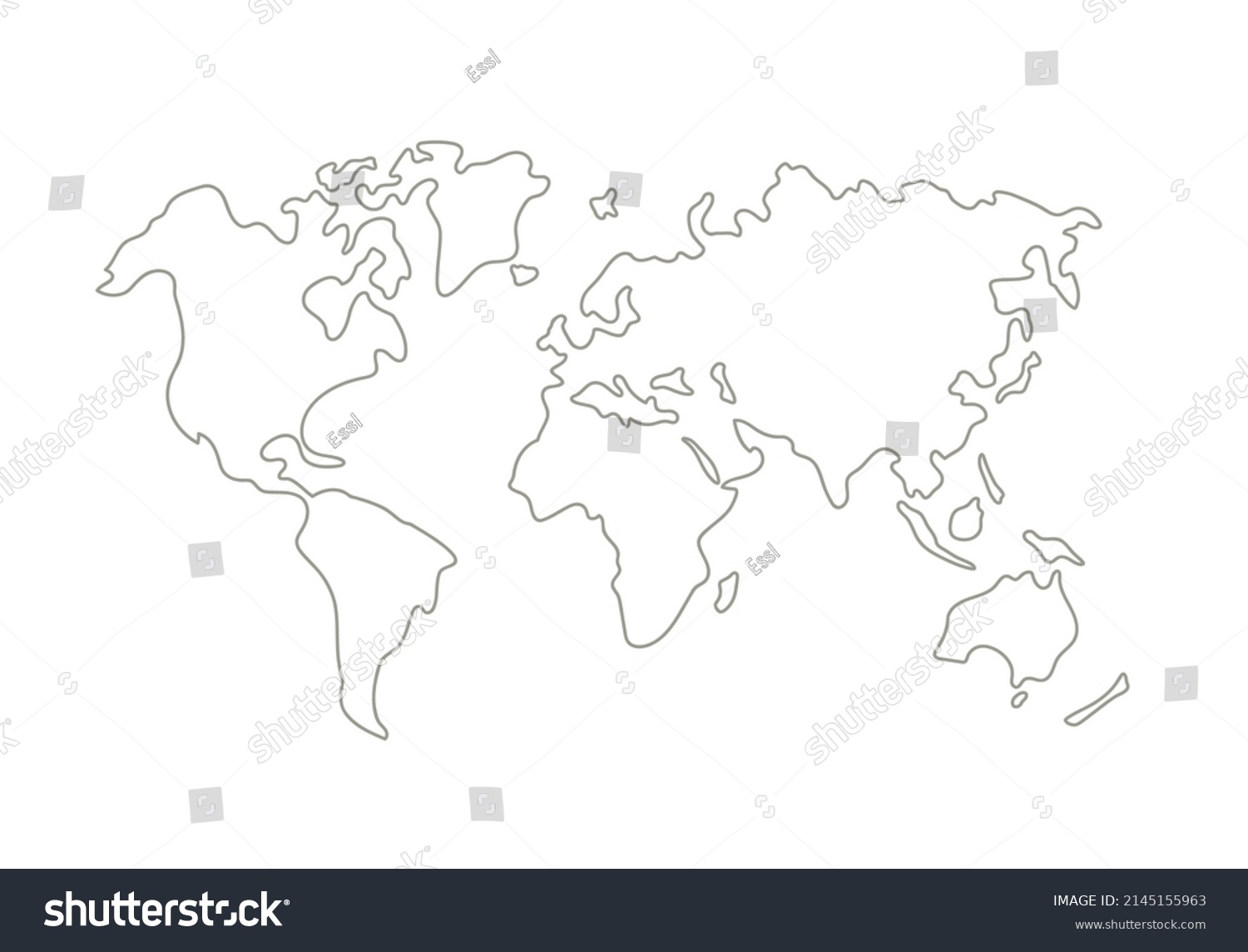 World Map Hand Drawing Simple Generalized Stock Vector (Royalty Free ...