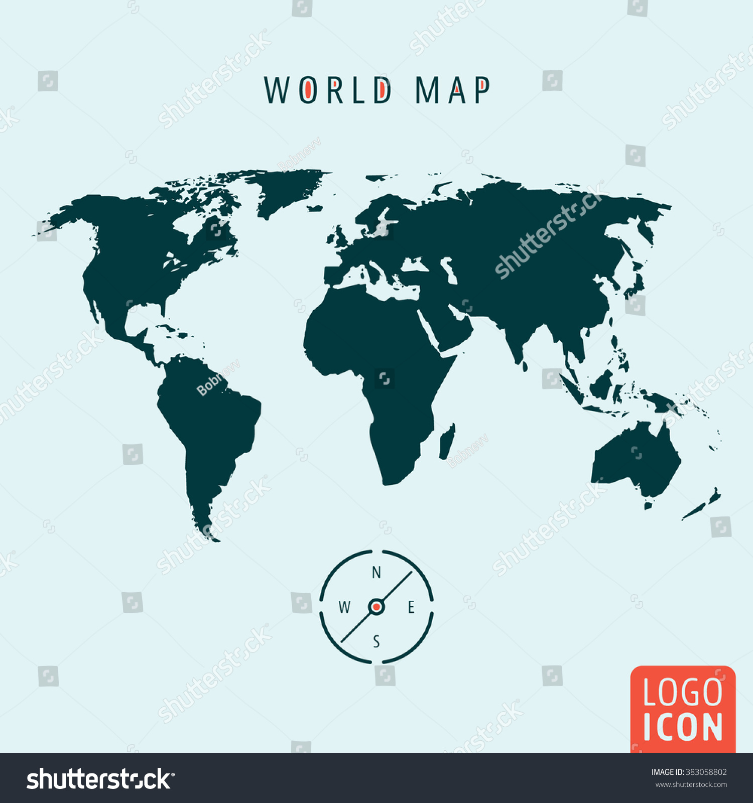 World Map Icon World Map Compass Vector De Stock Libre De Regalías 383058802 3069