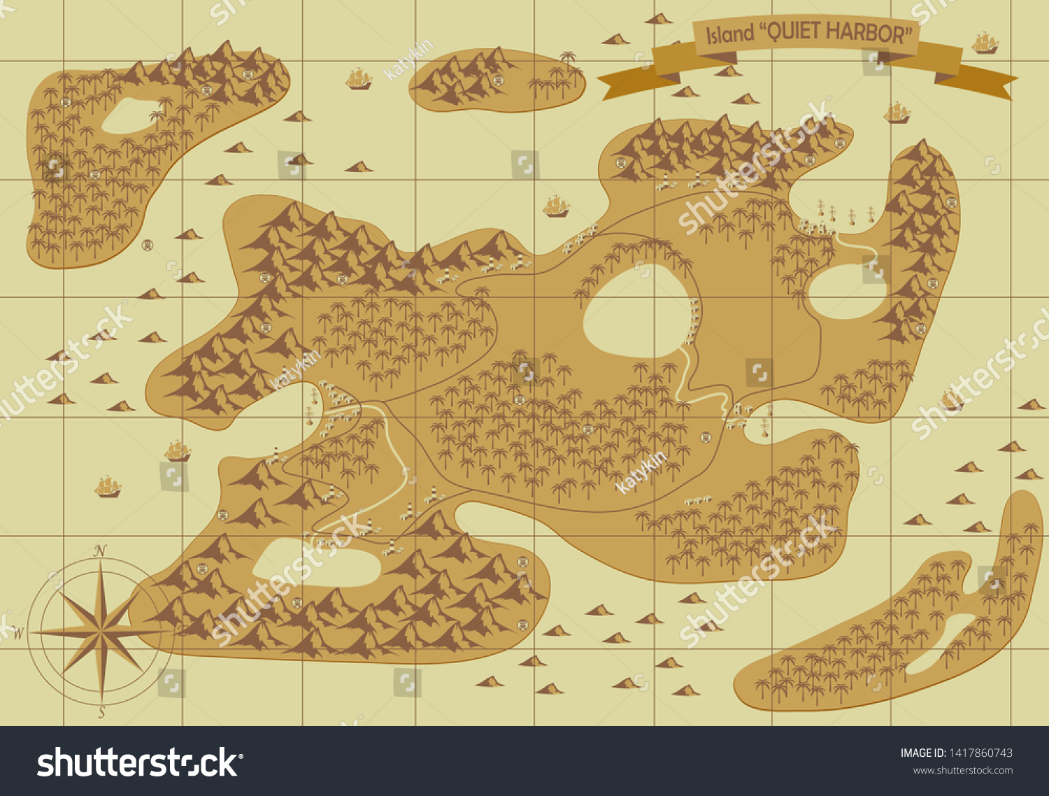 World Map Illustration Old Style Mountains Stock Vector Royalty Free