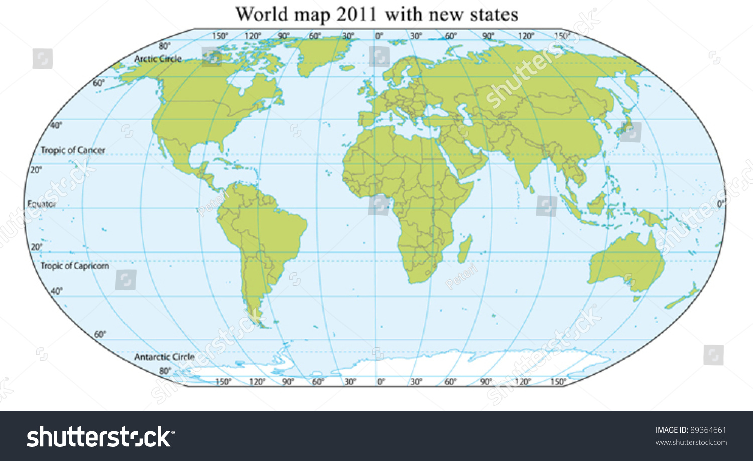 World Map 2011 Including New States Like South Sudan. Fully Editable ...