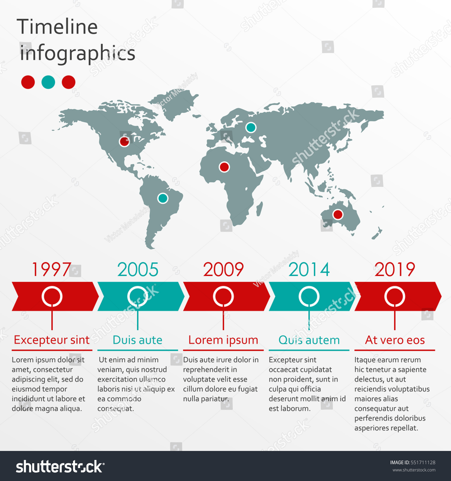 World Map Infographics Template Timeline Infographic Stock Vector