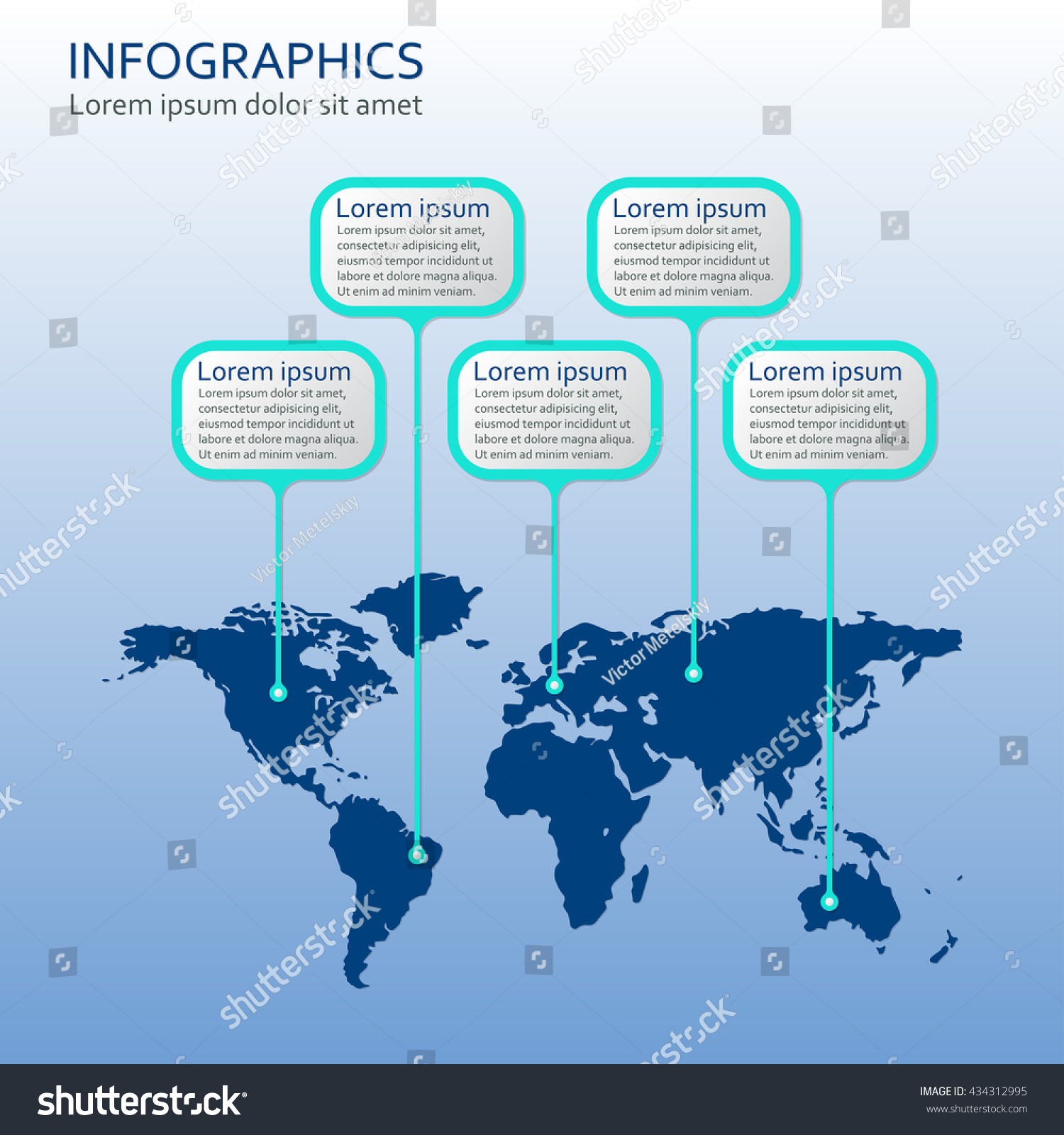 World Map Infographics Template Step By Stock Vector Royalty Free