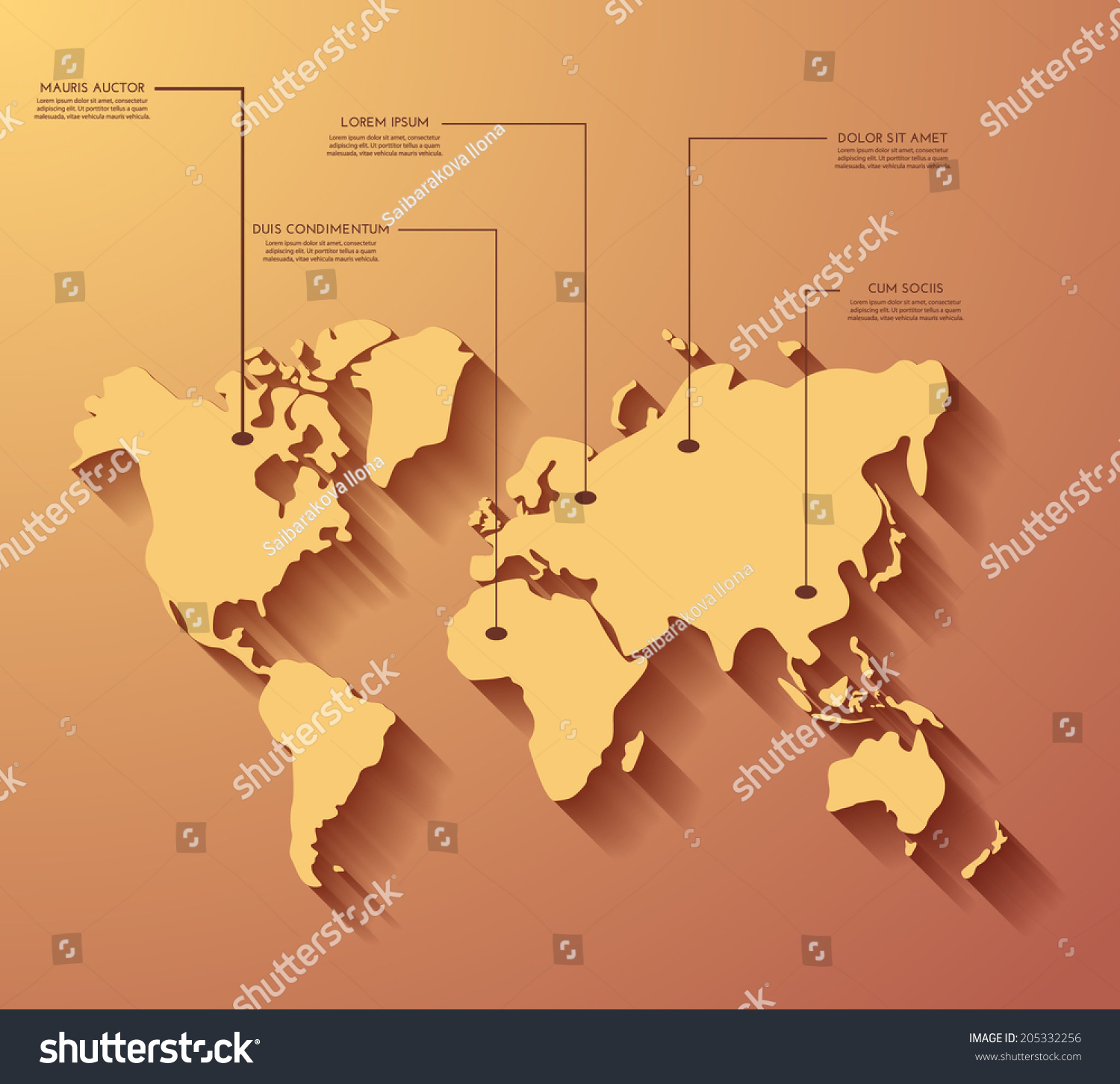 World Map Infographics Vector Eps10 Stock Vector Royalty Free 205332256