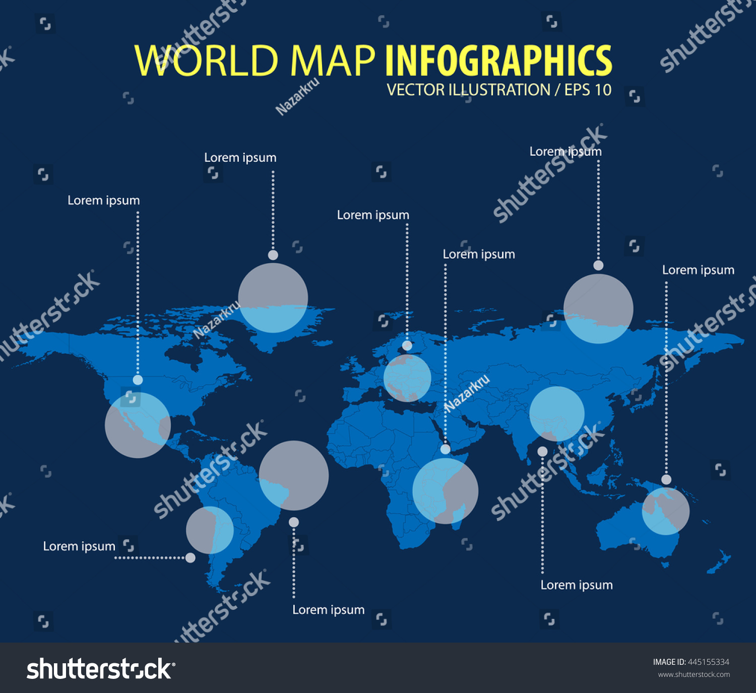 World Map Infographics Vector Illustration Stock Vector Royalty Free 445155334