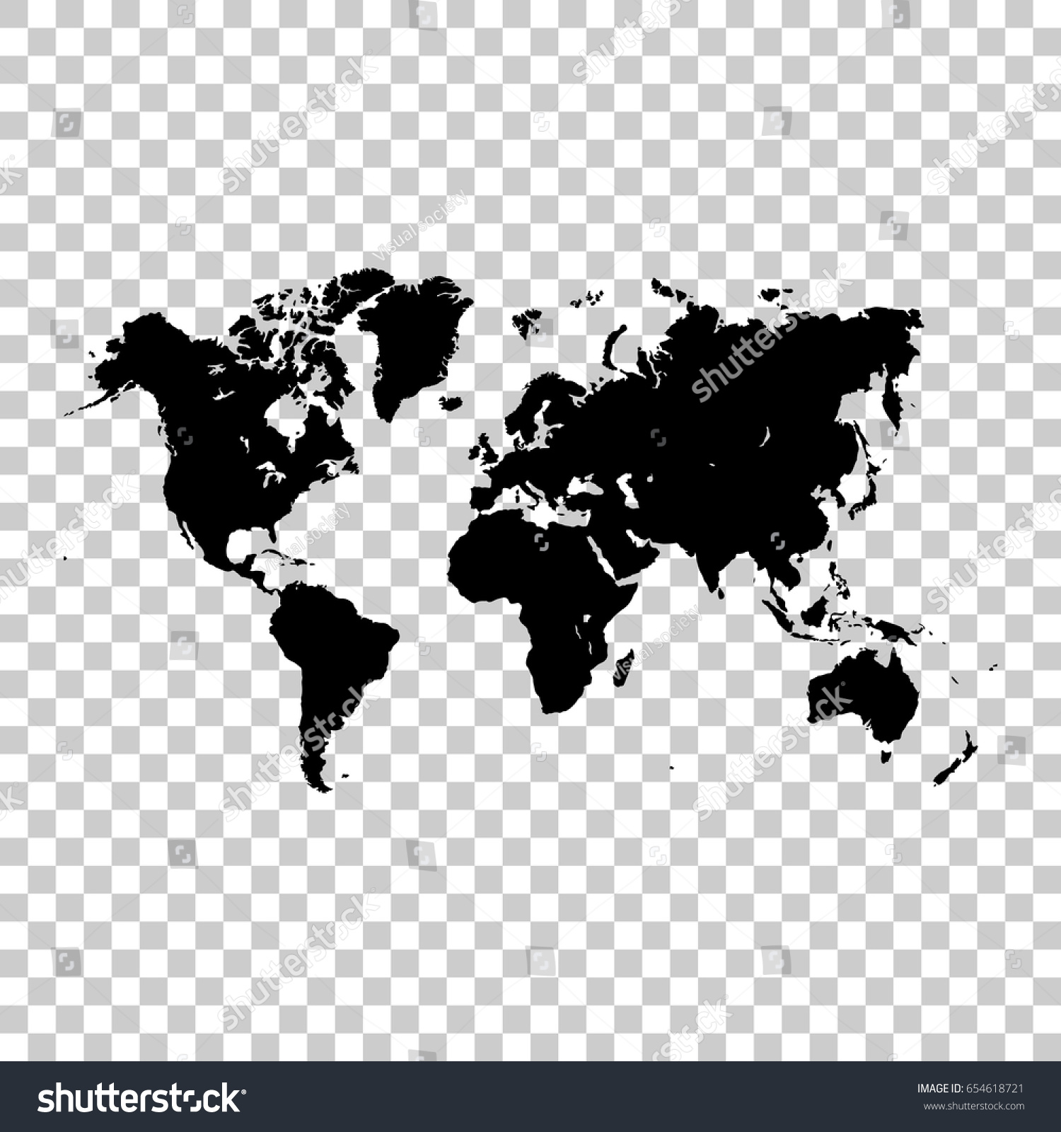 World Map Isolated On Transparent Background Stock Vector