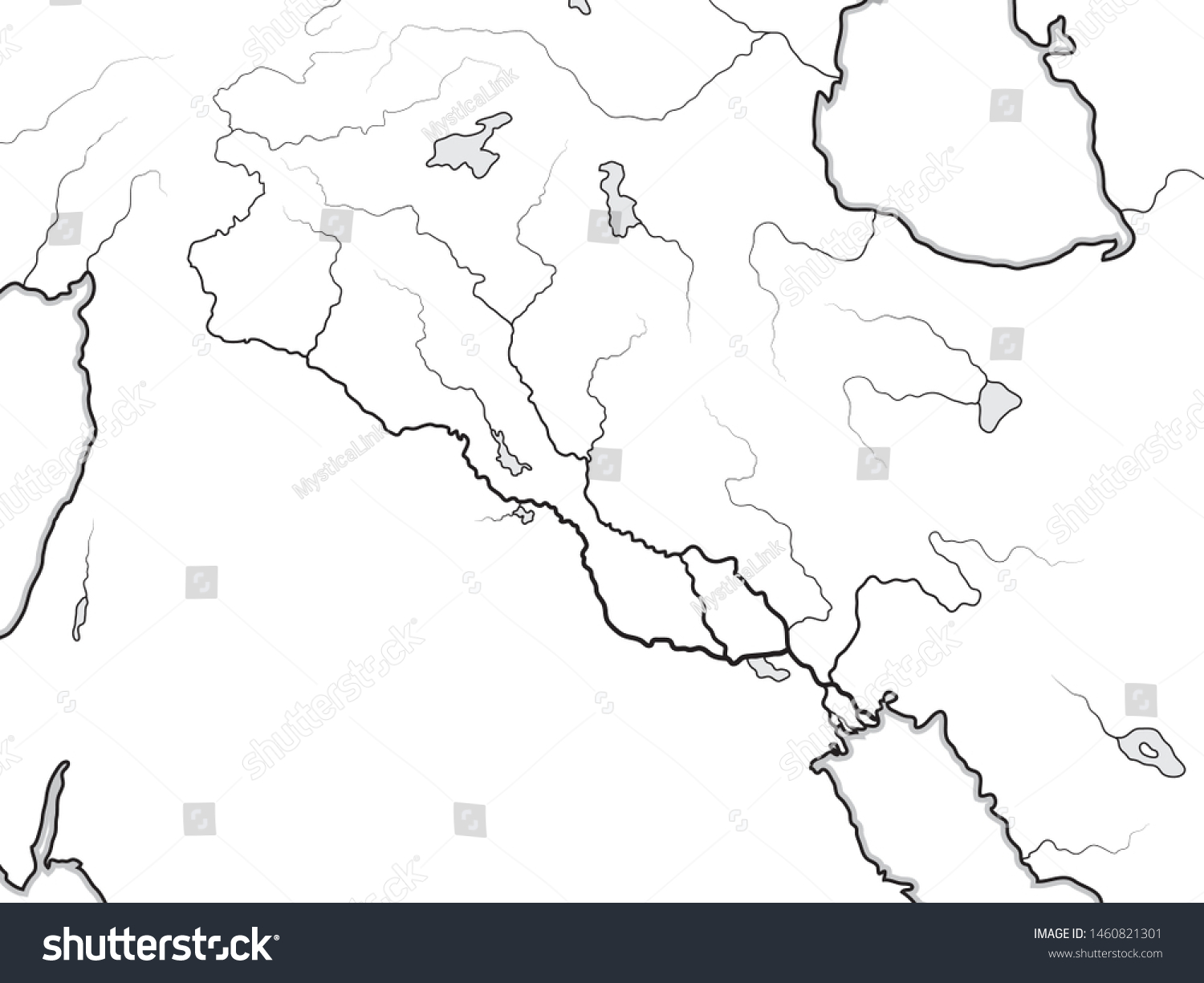 Tigris And Euphrates River Map World Map Tigris Euphrates Valley Iraq: Stockvector (Rechtenvrij) 1460821301