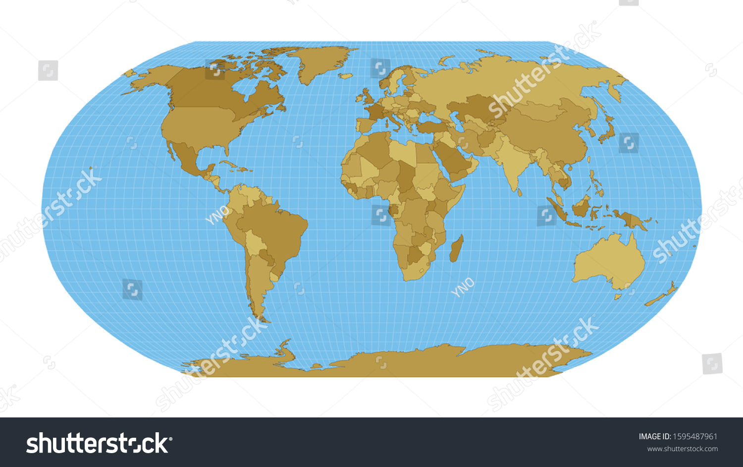 World Map Robinson Projection Map World Stock Vector Royalty Free 1595487961 9880