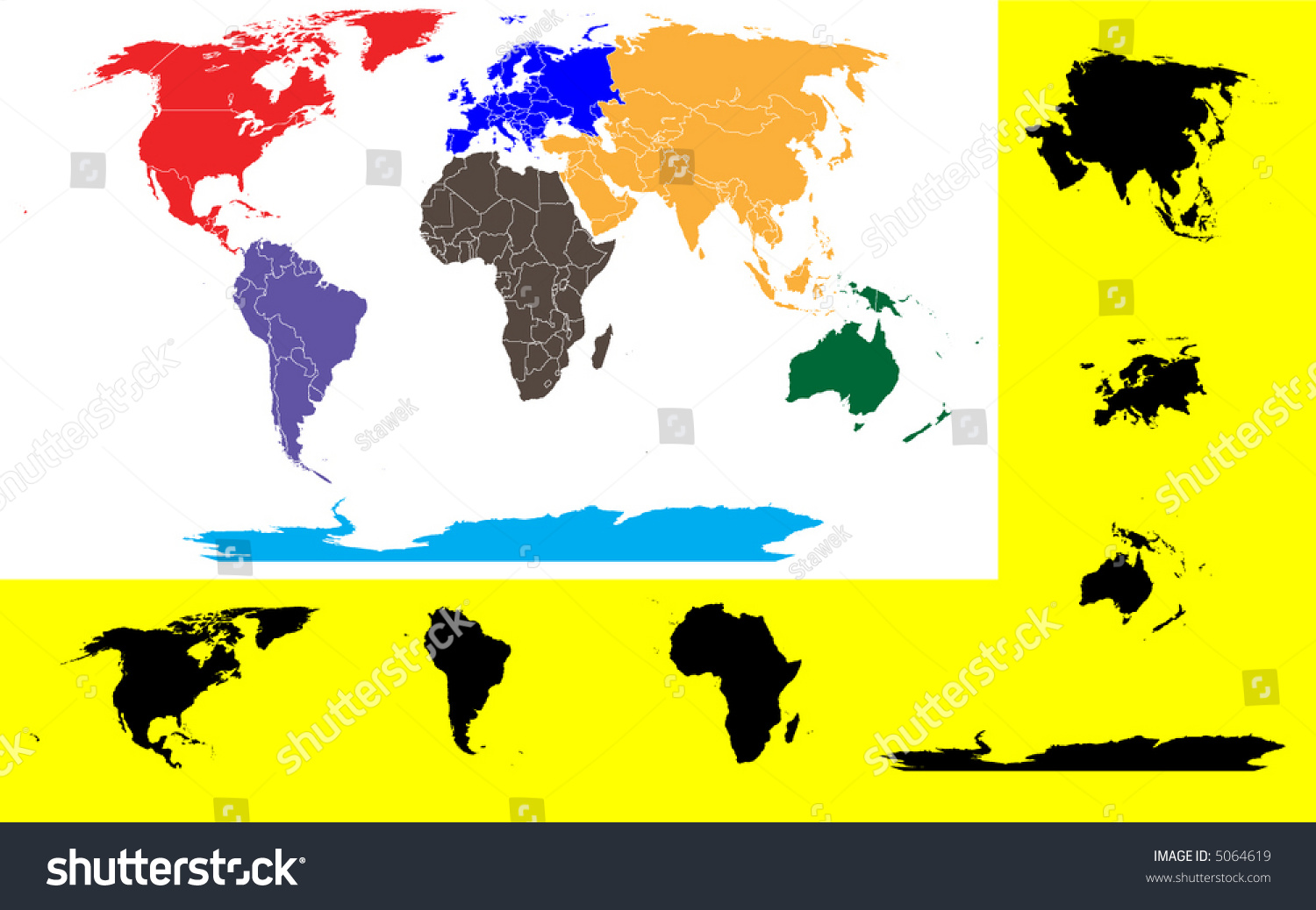 World Map Showing The Continents Shutterstock