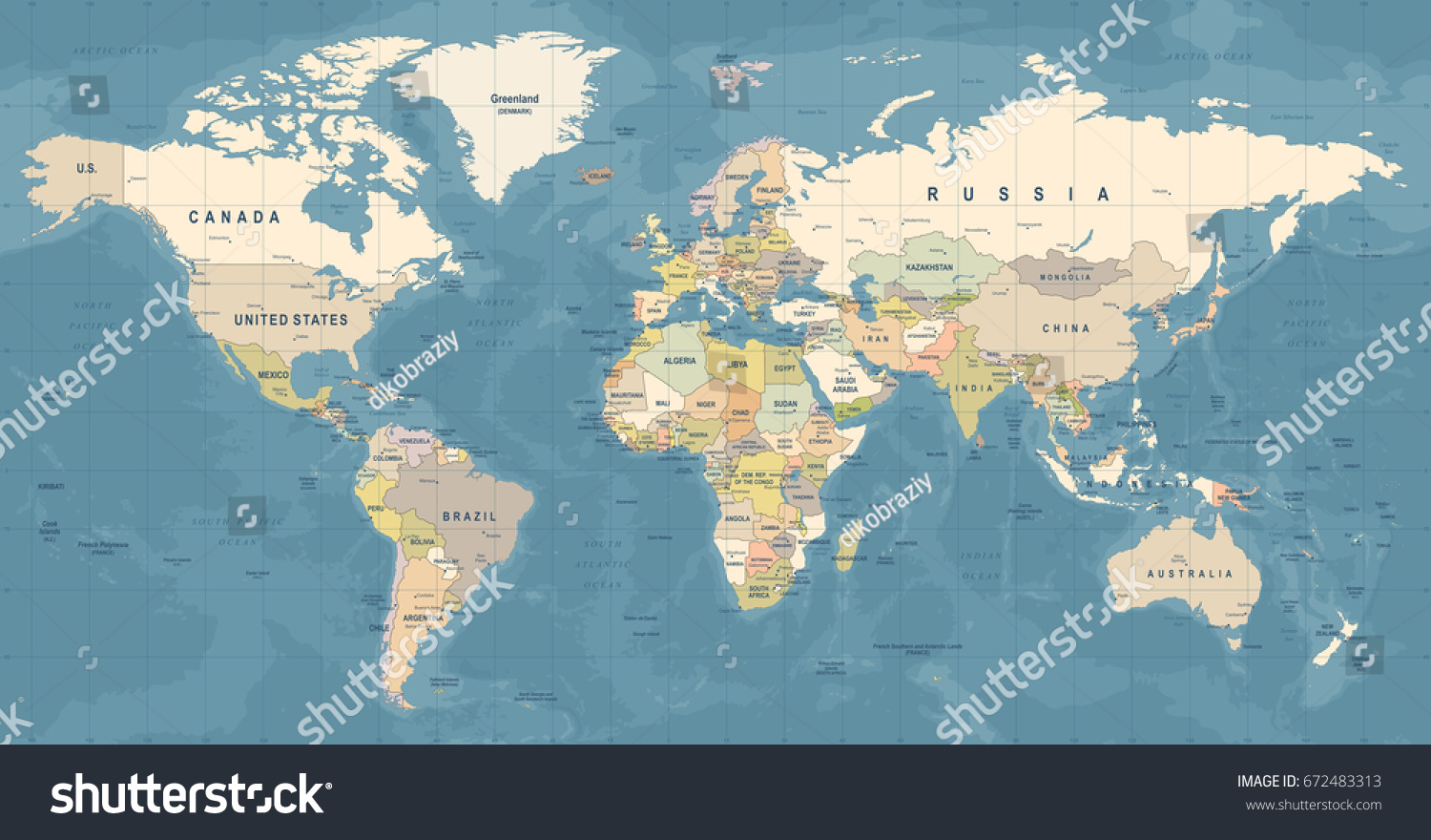 Highly detailed world map