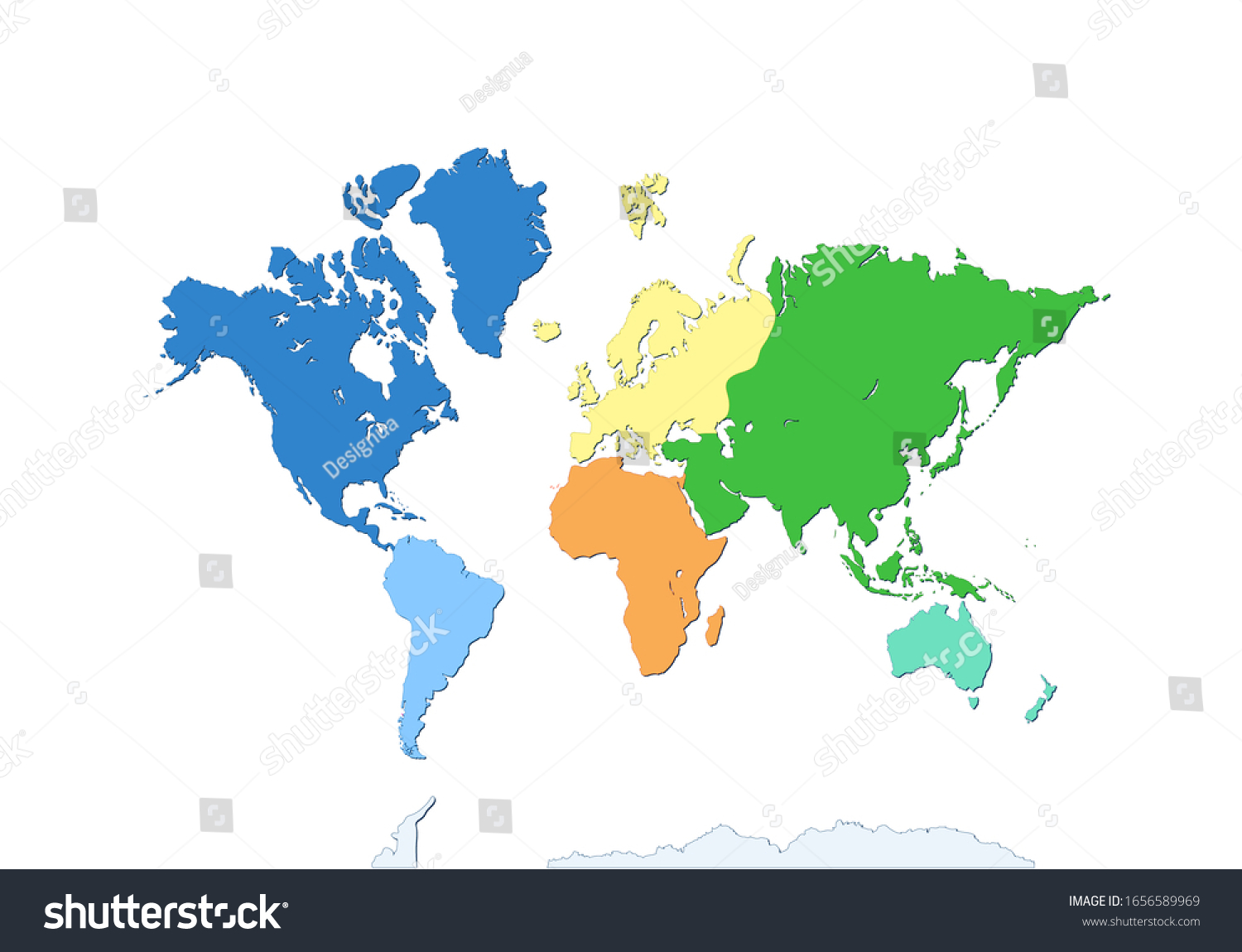 Map Of Each Continent World Map Antarctica Seven Continents Each Stock Vector (Royalty Free)  1656589969 | Shutterstock