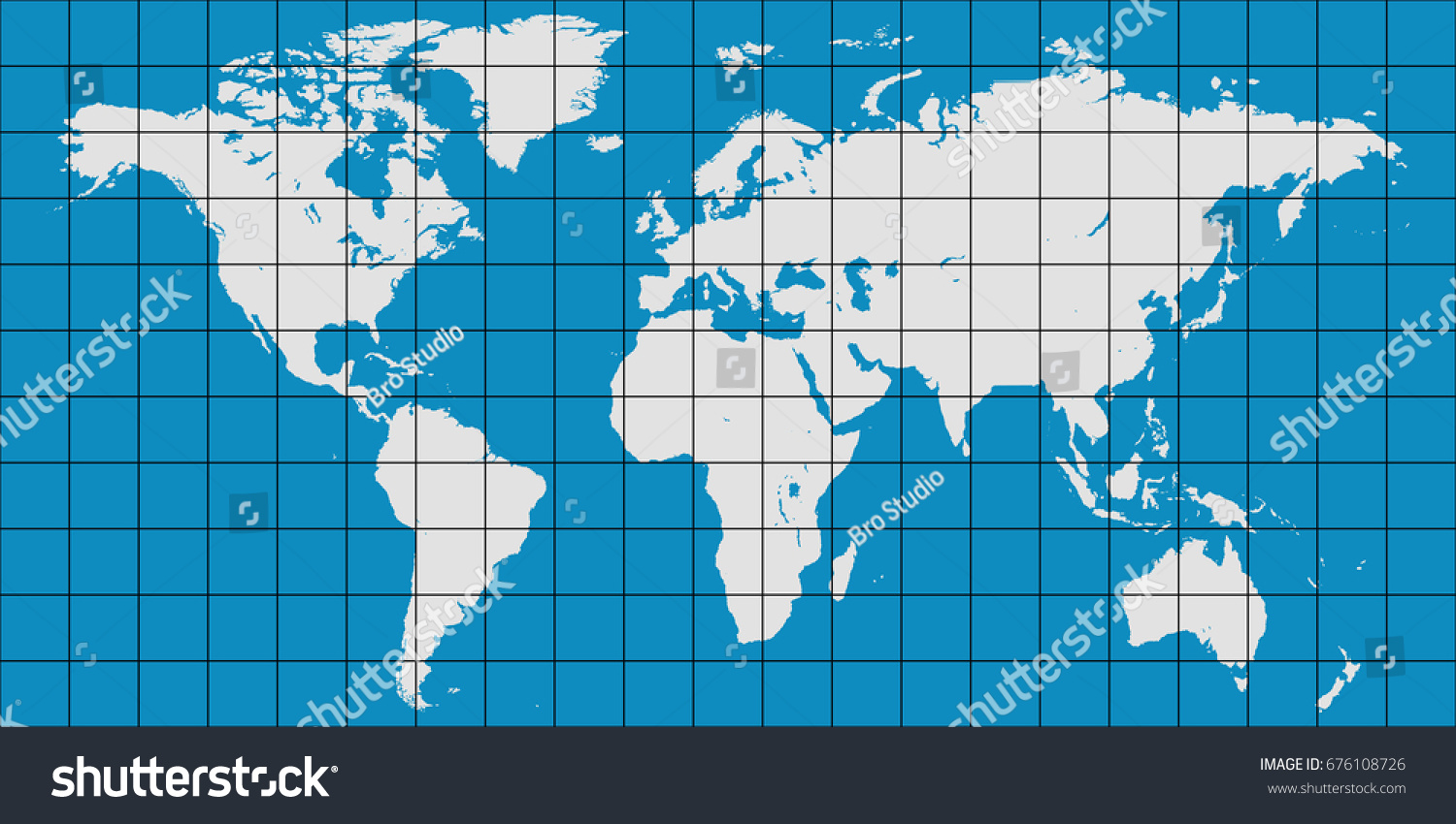 Map Of The World With Coordinate Grid World Map Coordinate Grid Meridian Parallel Stock Vector (Royalty Free)  676108726 | Shutterstock