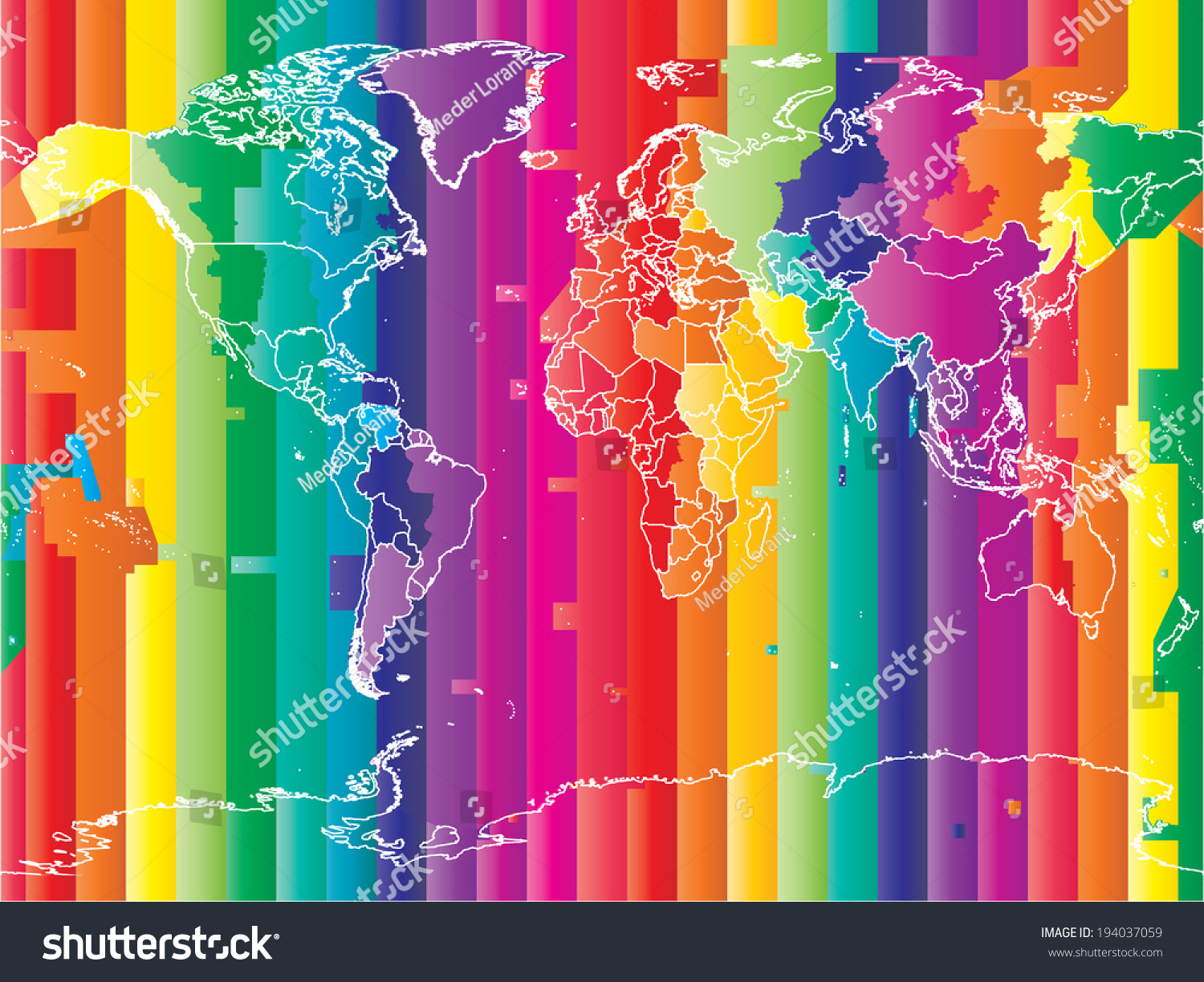 world-map-countries-colored-timezones-editable-stock-vector-royalty