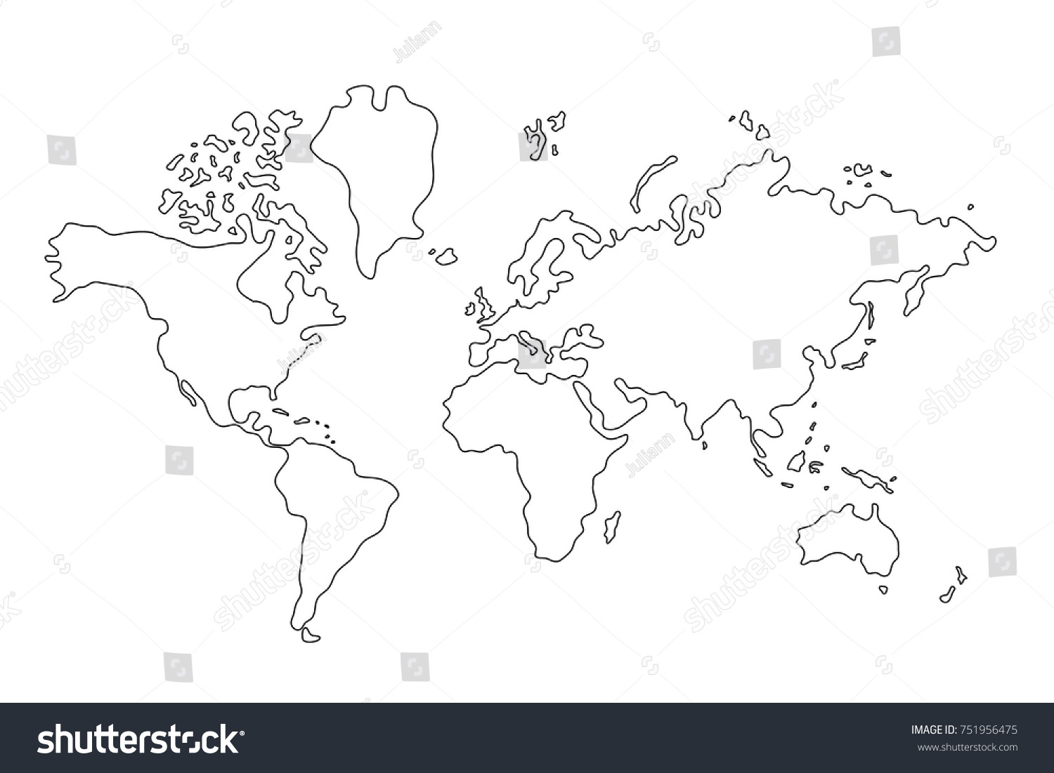 world map with country borders thin black outline on white background best popular world