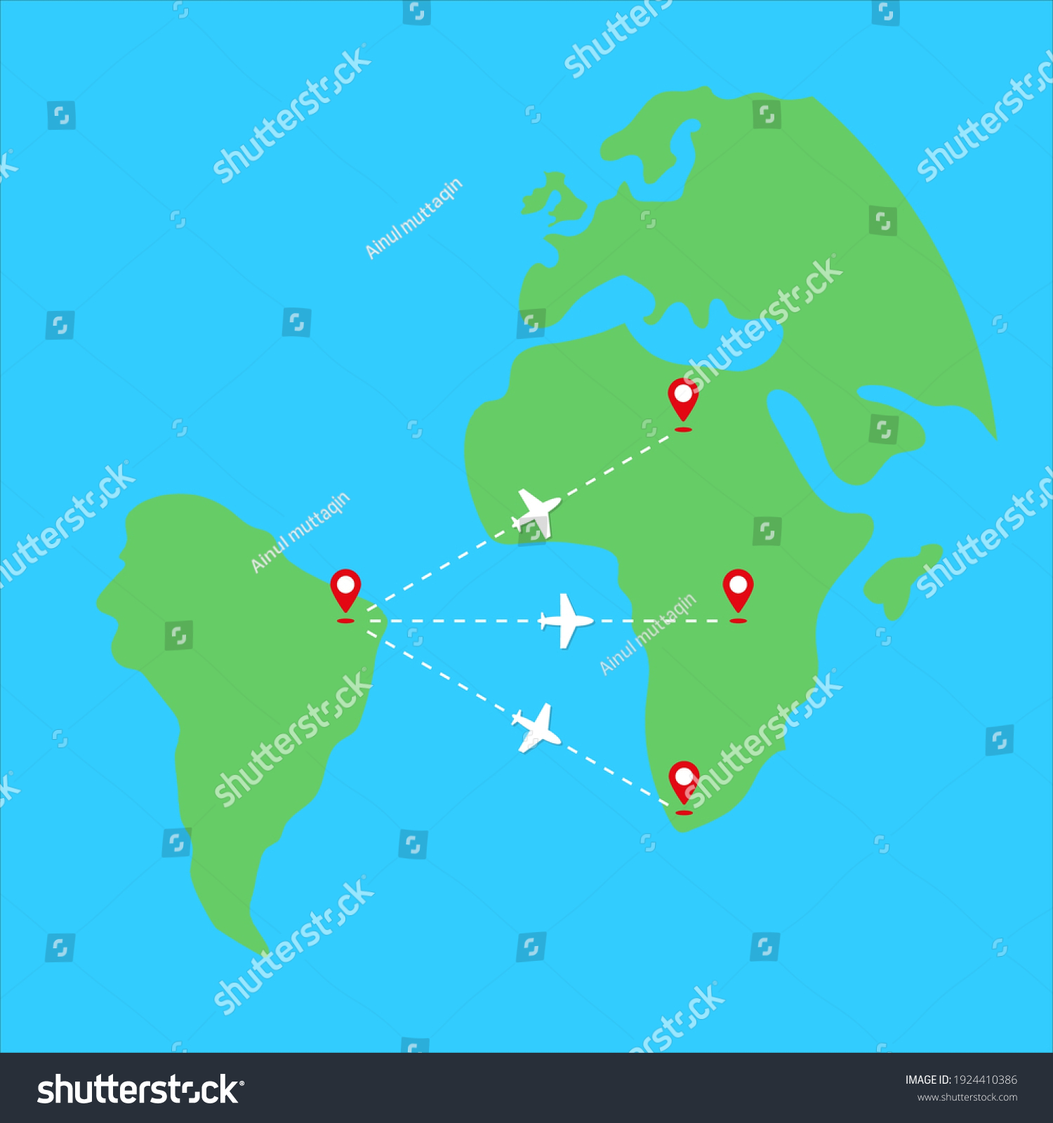 Mapa Mundial Con Aviones De Rutas: Vector De Stock (libre De Regalías ...