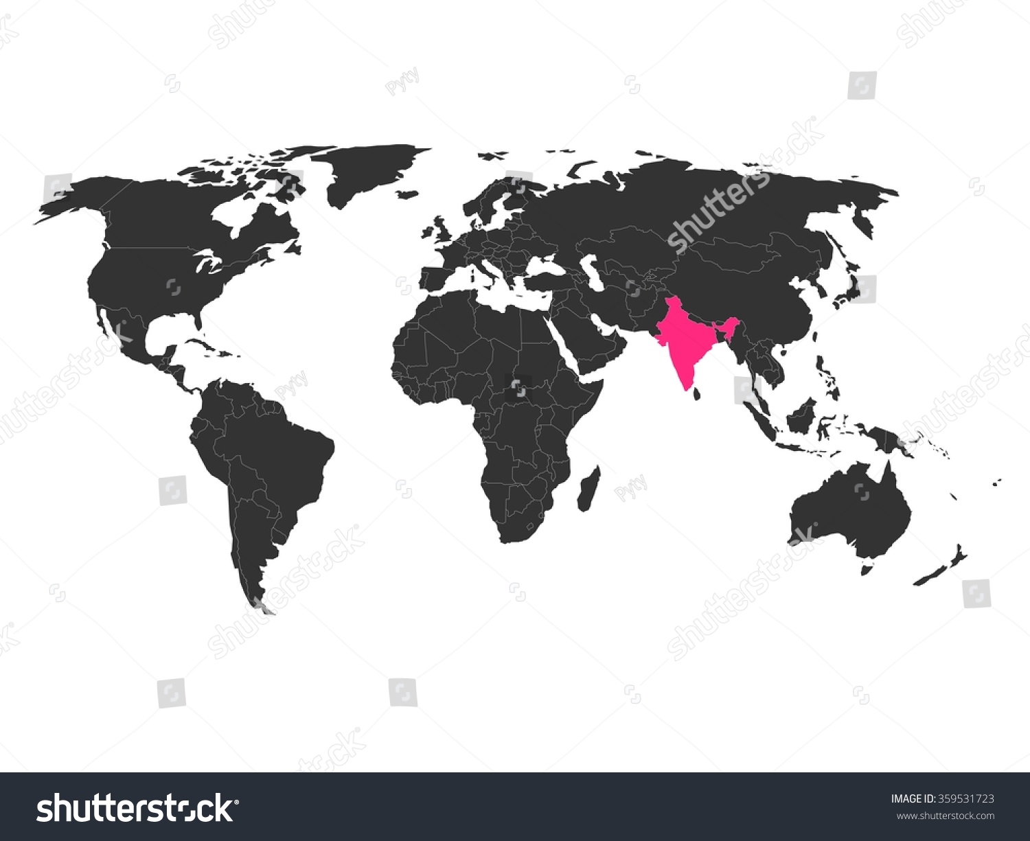 India On The World Stage A Visual Exploration Stock Vector World Map With Highlighted India 359531723