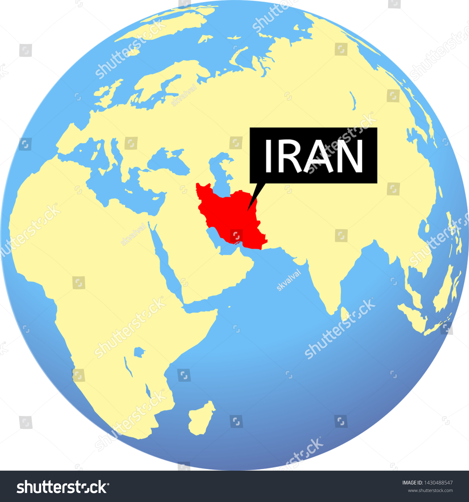 Iran On World Map World Map Highlighted Iran Islamic Republic Stock Illustration 1430488550