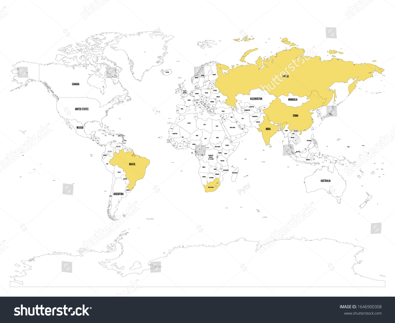 World Map Highlighted Member Countries Brics Stock Vector (Royalty Free ...